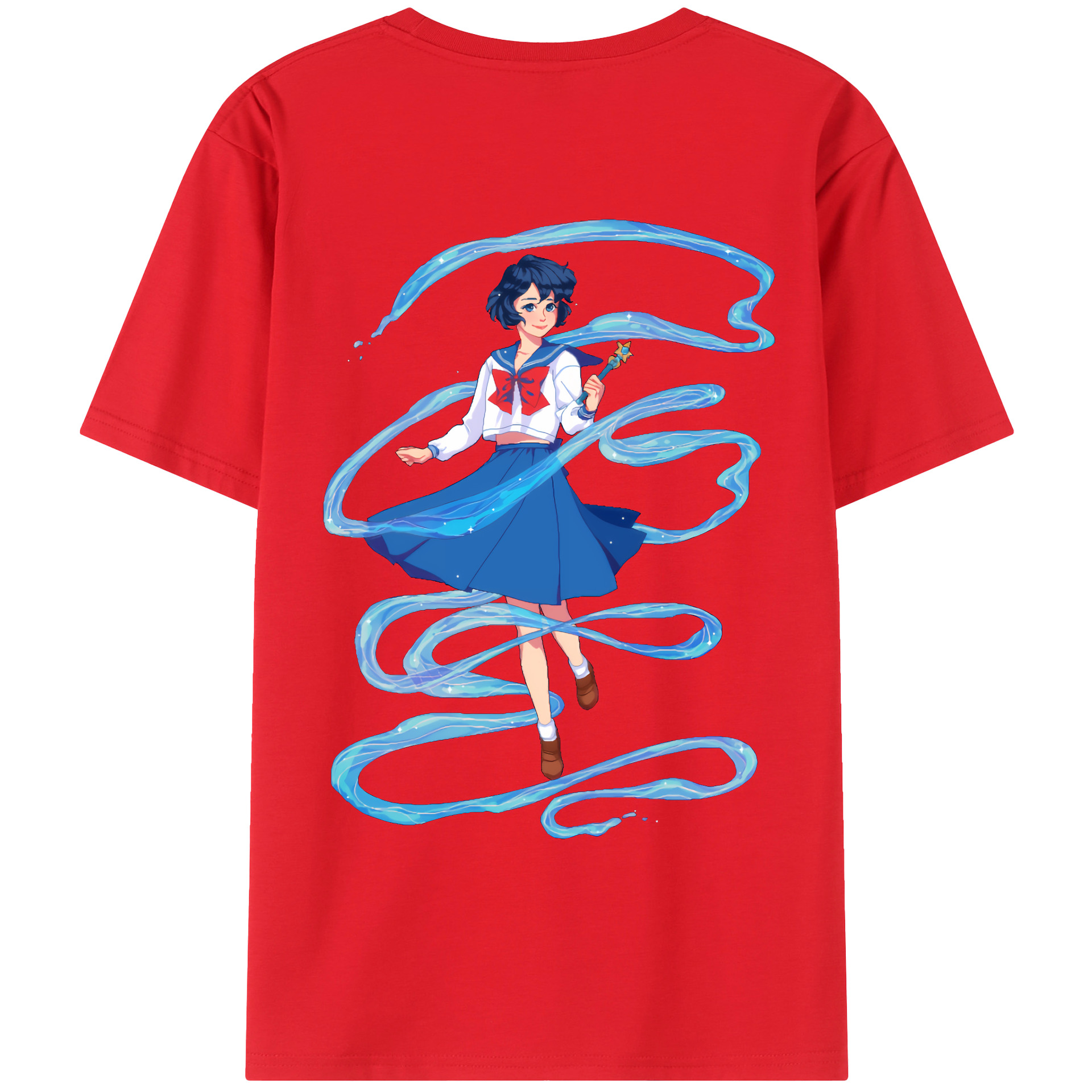 （画像用） 美少女戦士セーラームーン 水野 亜美 みずの あみ Sailor Moon Mizuno Ami レディース半袖Tシャツ(バックプリント)