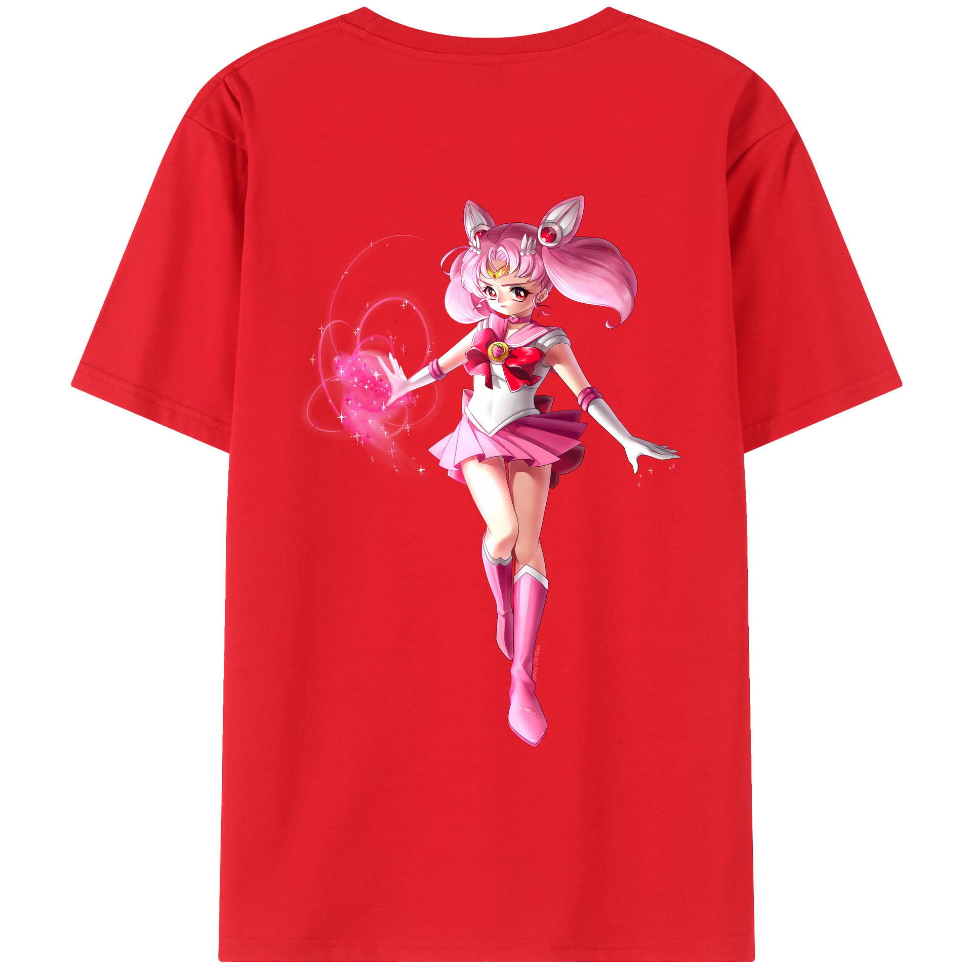 （画像用） 美少女戦士セーラームーン ちびうさ Sailor Moon Chibiusa Tsukino Usagi Small Lady Serenity レディース半袖Tシャツ(バックプリント)