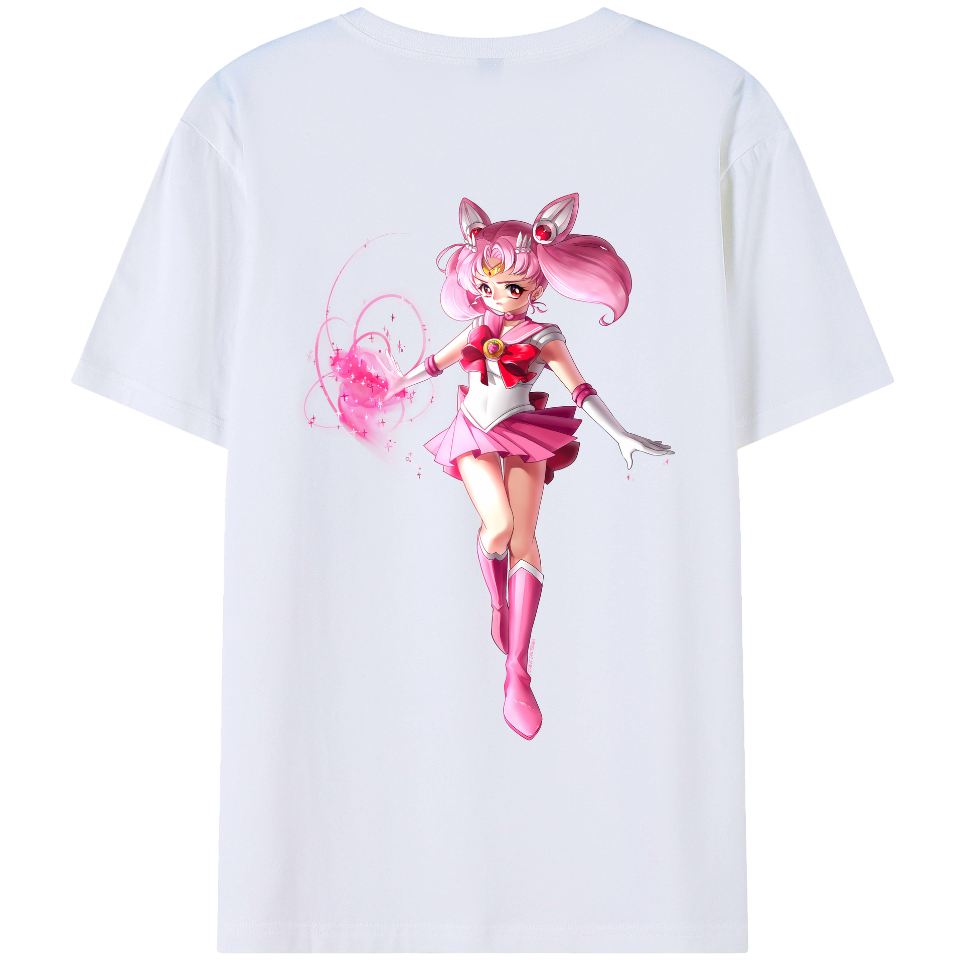 （画像用） 美少女戦士セーラームーン ちびうさ Sailor Moon Chibiusa Tsukino Usagi Small Lady Serenity レディース半袖Tシャツ(バックプリント)