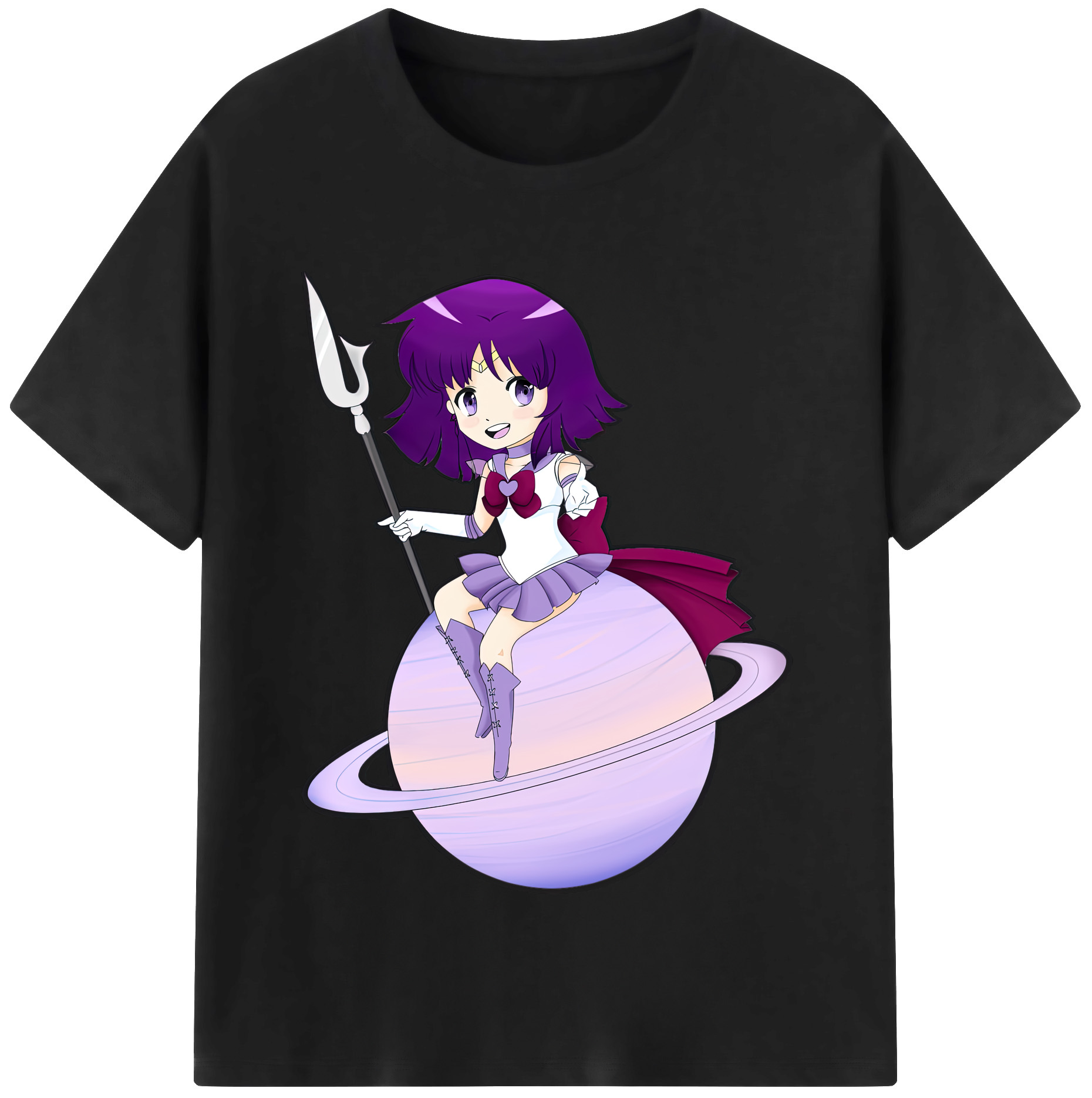 （画像用） 美少女戦士セーラームーン 土萠ほたる Sailor Moon Tomoe Hotaru （セーラーサターン；Sailor Saturn） レディースカジュアルプリントTシャツ（綿100％）