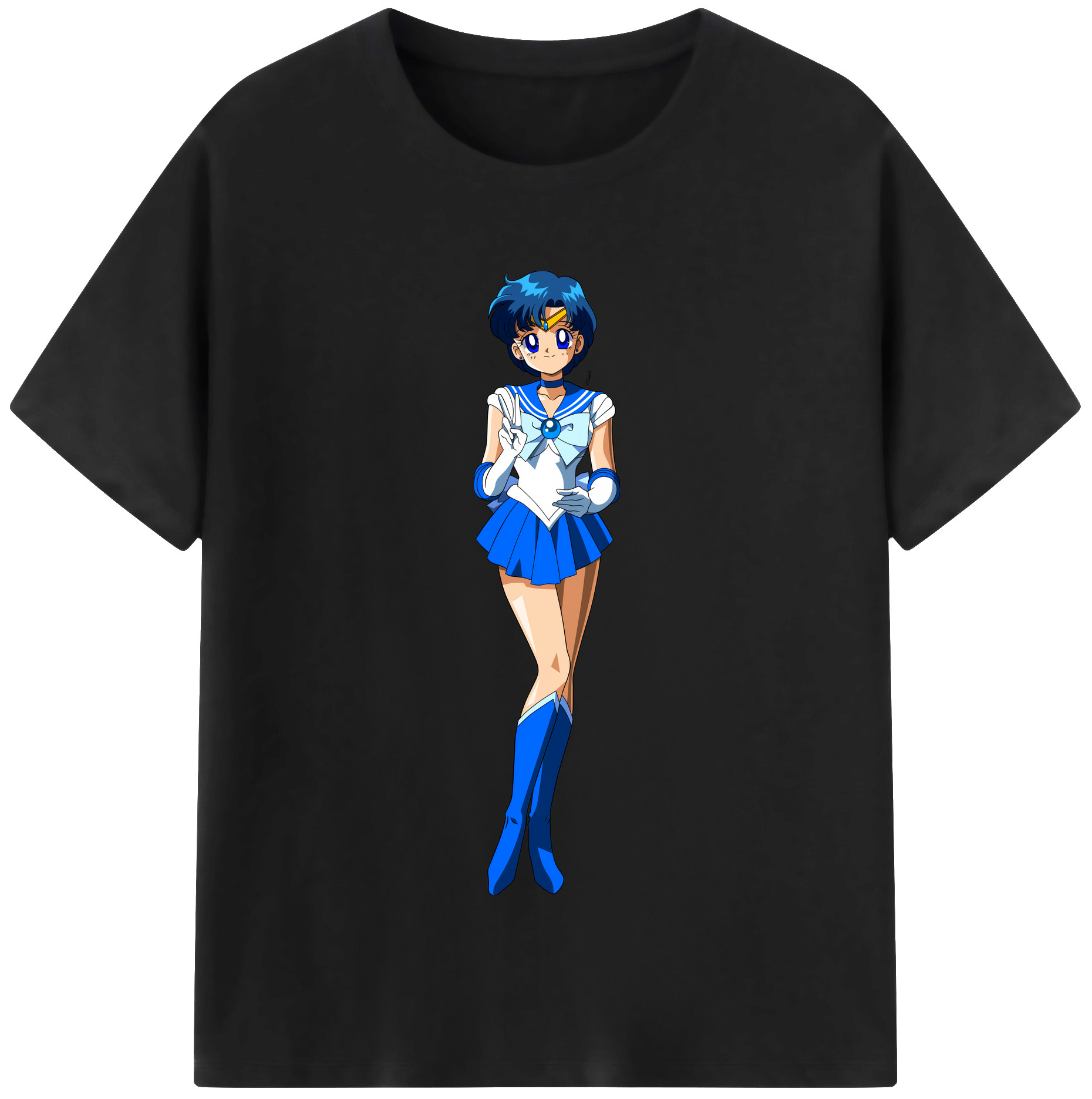 （画像用） 美少女戦士セーラームーン 水野 亜美 みずの あみ Sailor Moon Mizuno Ami レディースカジュアルプリントTシャツ（綿100％）