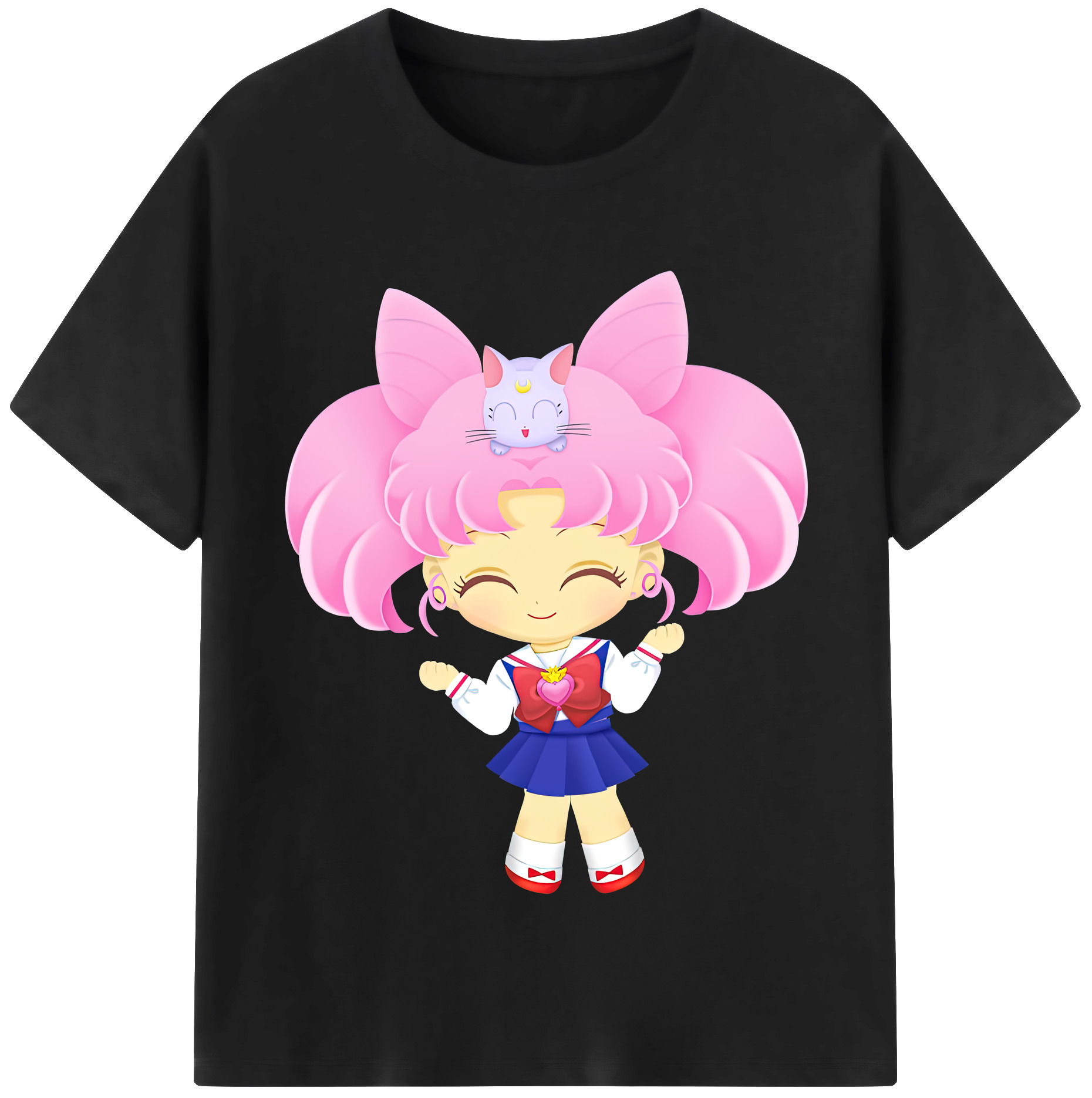 （画像用） 美少女戦士セーラームーン ちびうさ Sailor Moon Chibiusa Tsukino Usagi Small Lady Serenity レディースカジュアルプリントTシャツ（綿100％）
