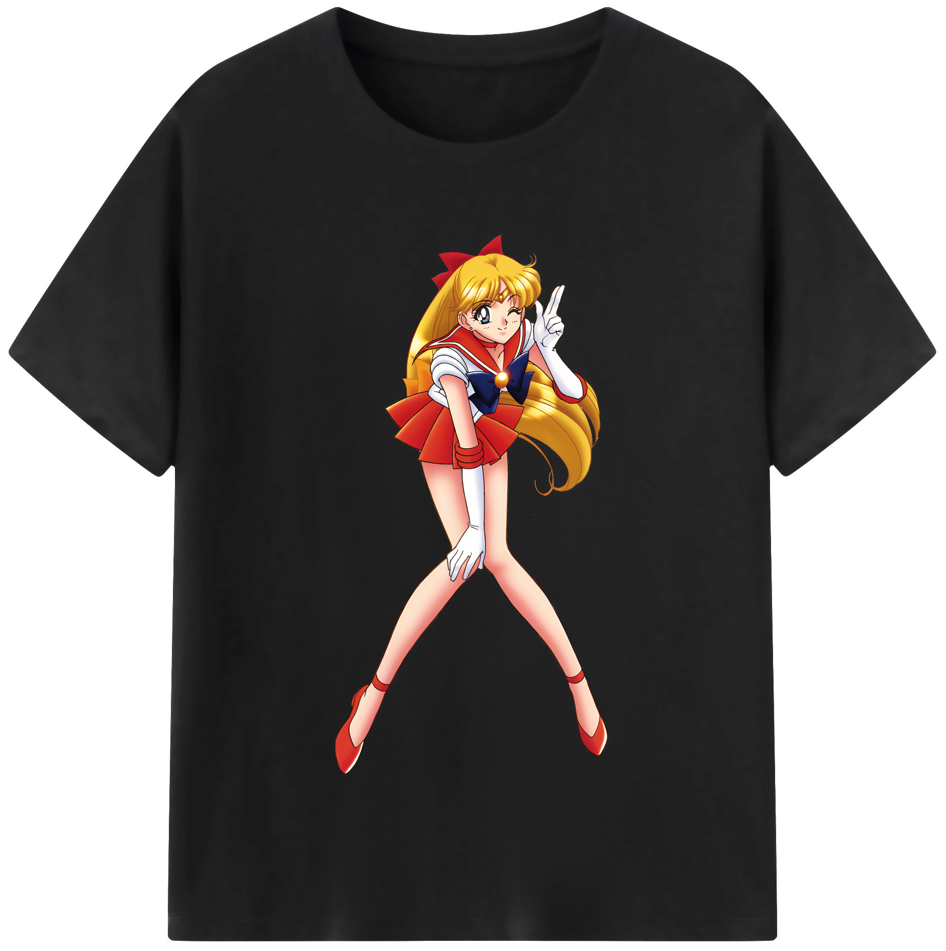 （画像用） 美少女戦士セーラームーン 愛野 美奈子 あいの みなこ Sailor Moon Aino Minako レディースカジュアルプリントTシャツ（綿100％）