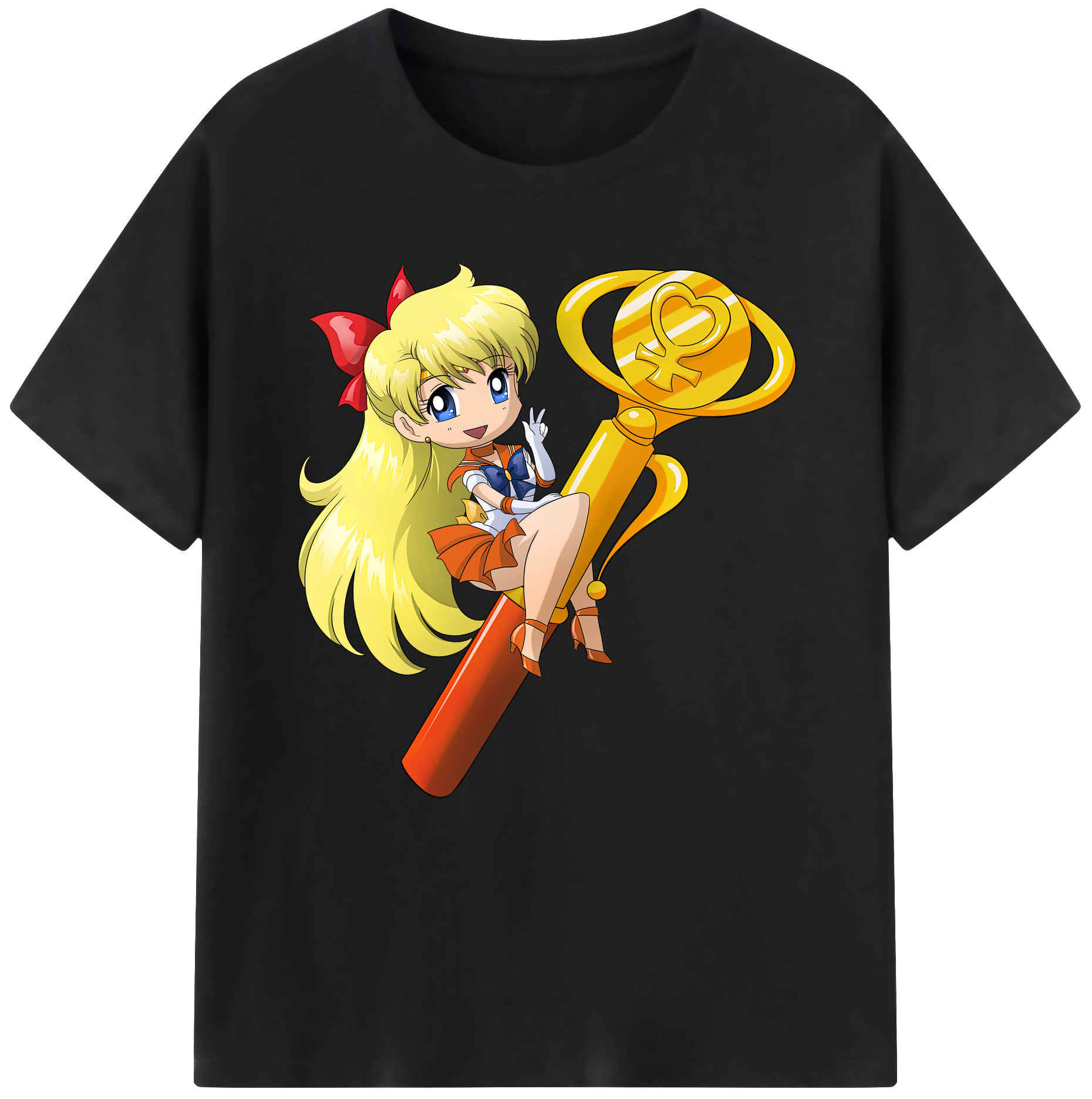 （画像用） 美少女戦士セーラームーン 愛野 美奈子 あいの みなこ Sailor Moon Aino Minako レディースカジュアルプリントTシャツ（綿100％）