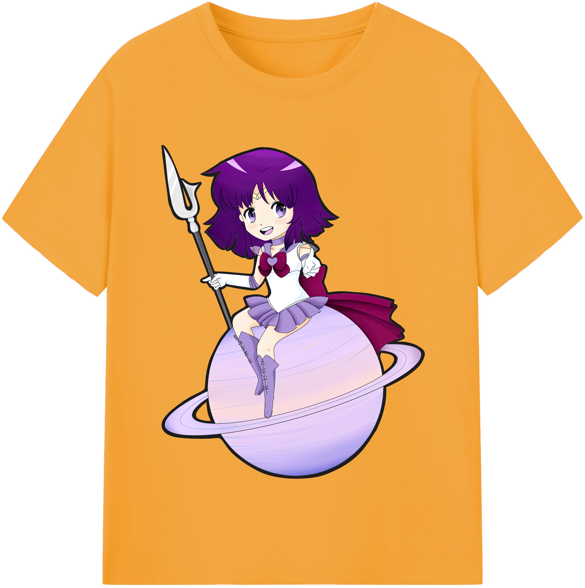 （画像用） 美少女戦士セーラームーン 土萠ほたる Sailor Moon Tomoe Hotaru （セーラーサターン；Sailor Saturn） レディースカジュアルプリントTシャツ（綿100％）
