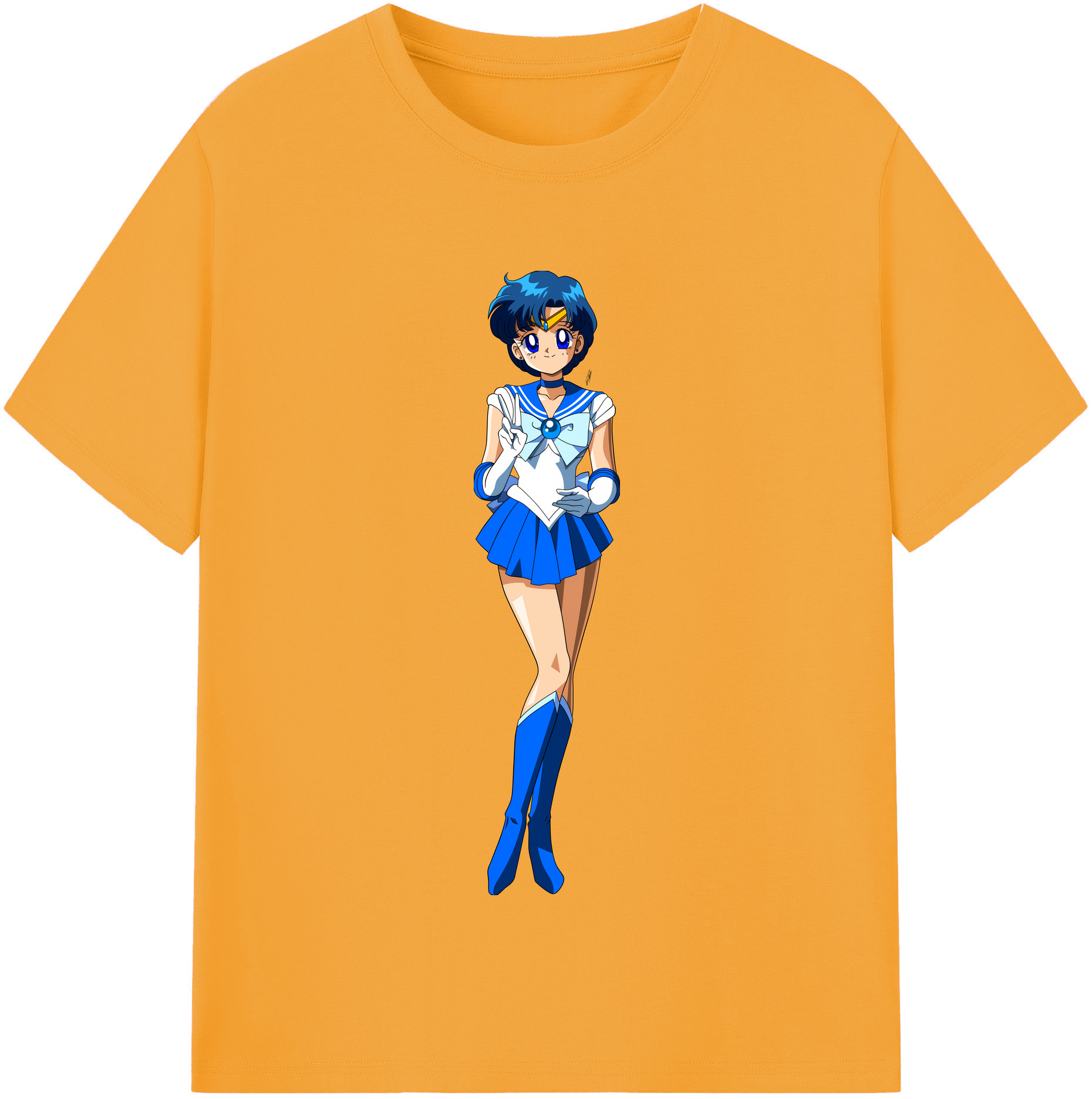 （画像用） 美少女戦士セーラームーン 水野 亜美 みずの あみ Sailor Moon Mizuno Ami レディースカジュアルプリントTシャツ（綿100％）