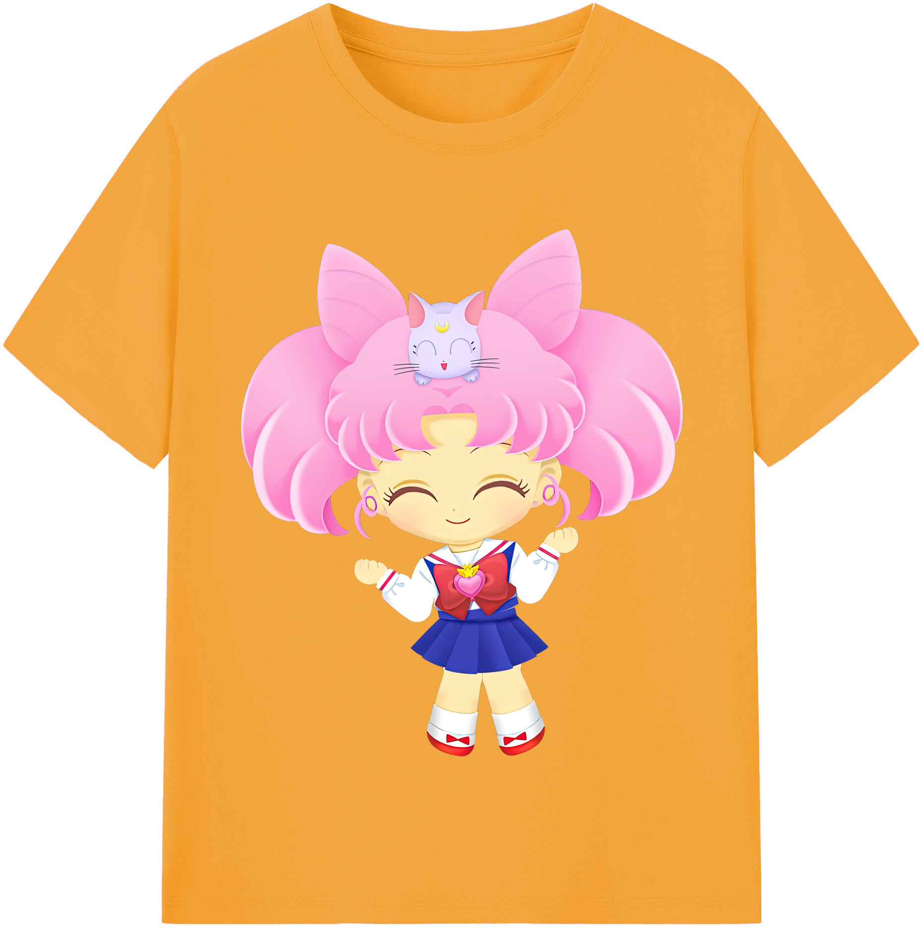 （画像用） 美少女戦士セーラームーン ちびうさ Sailor Moon Chibiusa Tsukino Usagi Small Lady Serenity レディースカジュアルプリントTシャツ（綿100％）
