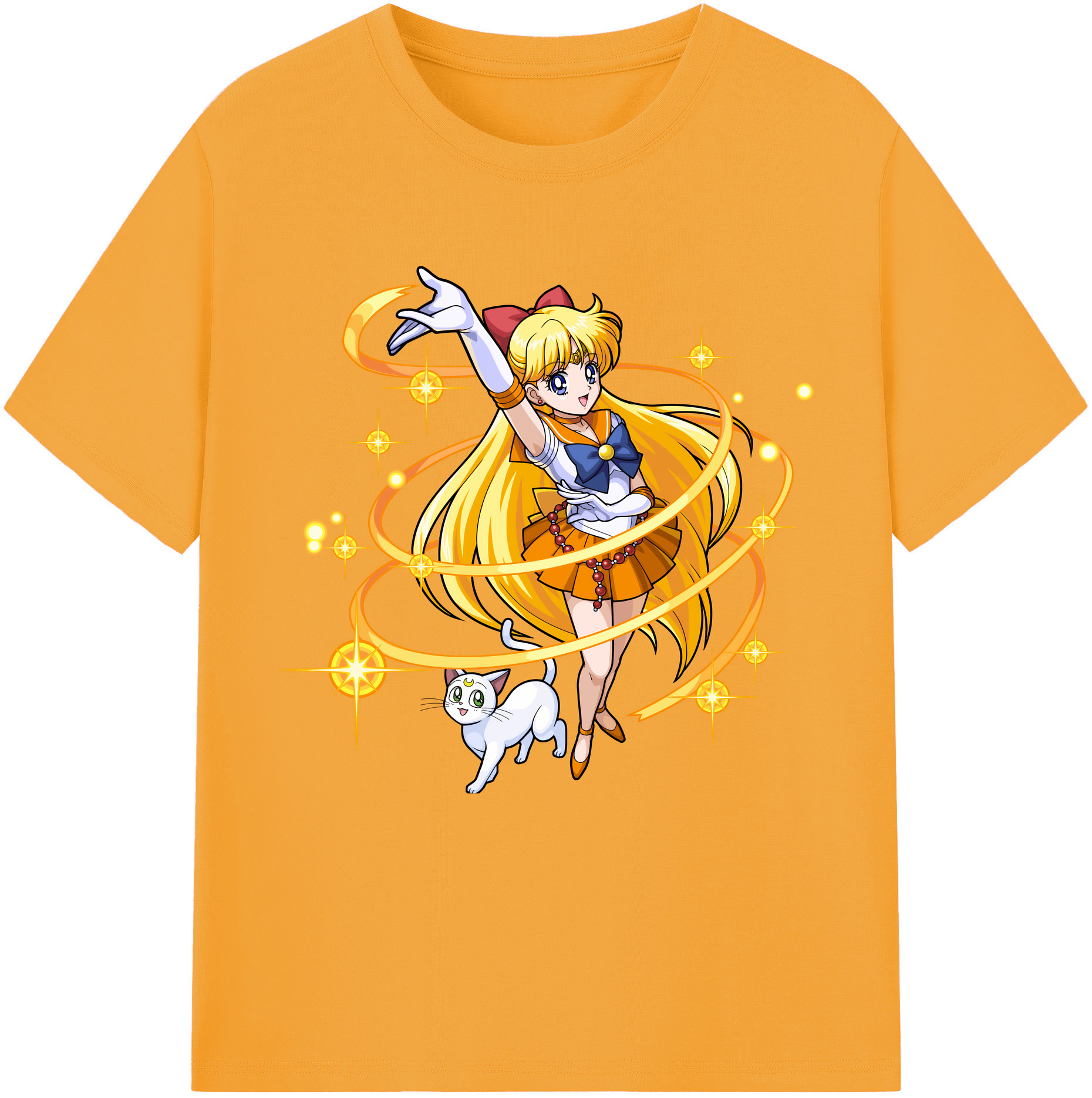 （画像用） 美少女戦士セーラームーン 愛野 美奈子 あいの みなこ Sailor Moon Aino Minako レディースカジュアルプリントTシャツ（綿100％）