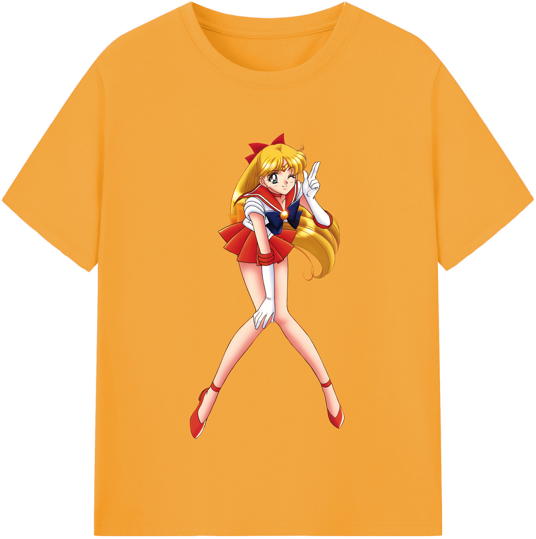 （画像用） 美少女戦士セーラームーン 愛野 美奈子 あいの みなこ Sailor Moon Aino Minako レディースカジュアルプリントTシャツ（綿100％）