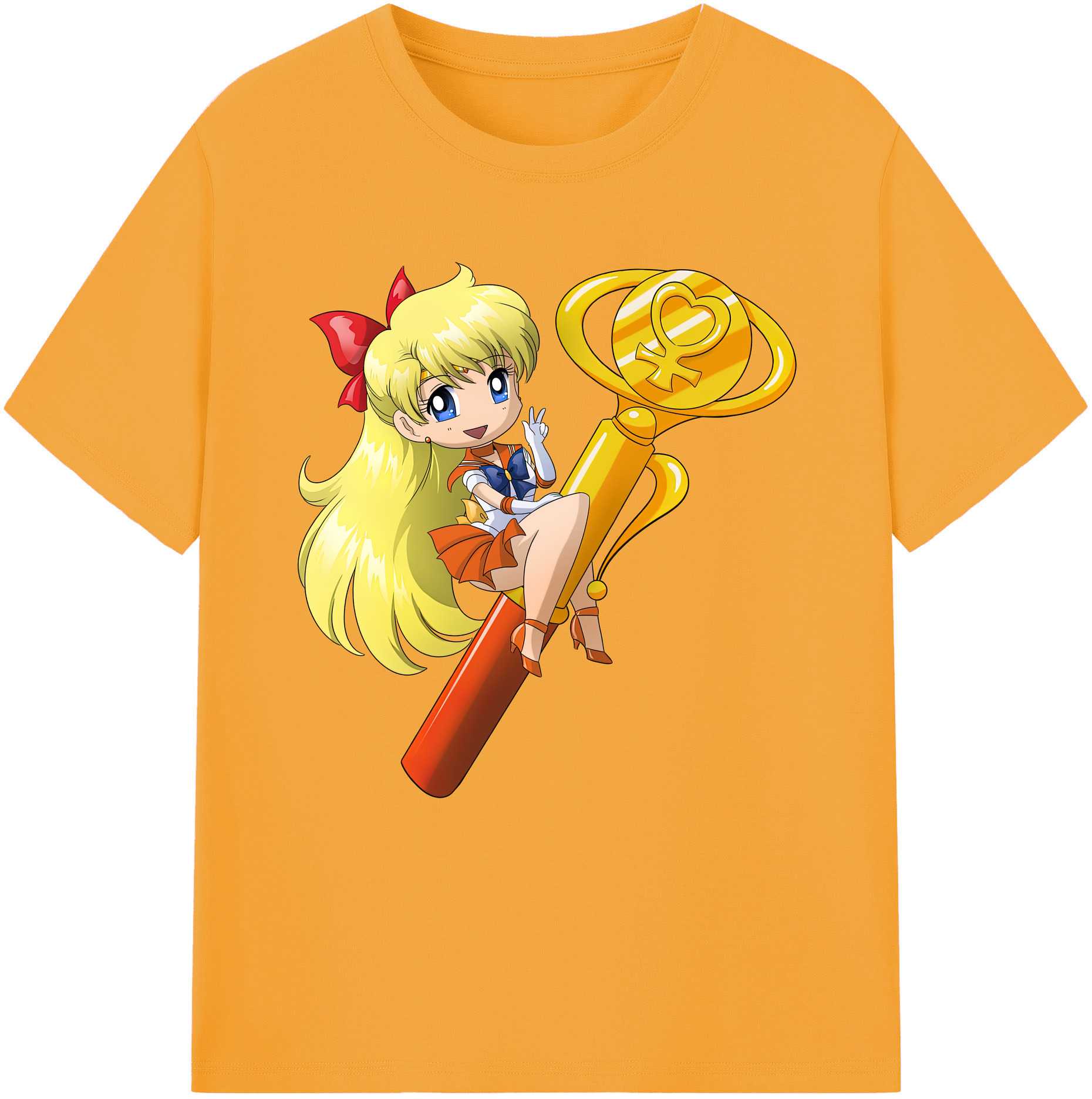 （画像用） 美少女戦士セーラームーン 愛野 美奈子 あいの みなこ Sailor Moon Aino Minako レディースカジュアルプリントTシャツ（綿100％）