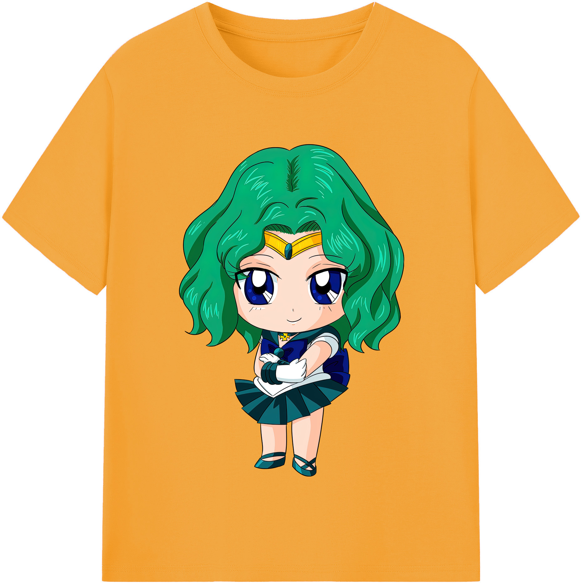 （画像用） 美少女戦士セーラームーン 海王 みちる（かいおう みちる） Sailor Moon Kaiou Michiru レディースカジュアルプリントTシャツ（綿100％）