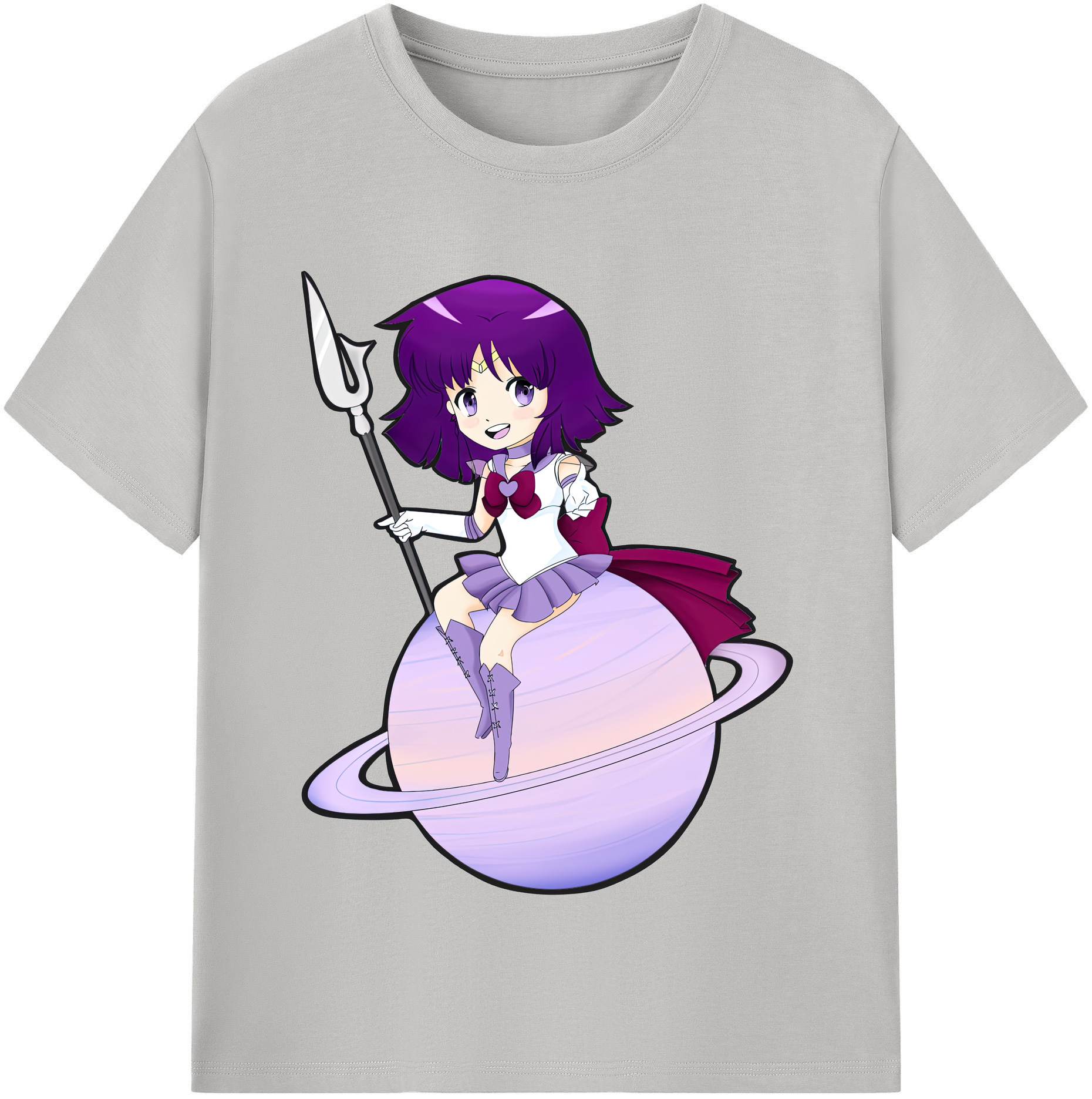 （画像用） 美少女戦士セーラームーン 土萠ほたる Sailor Moon Tomoe Hotaru （セーラーサターン；Sailor Saturn） レディースカジュアルプリントTシャツ（綿100％）