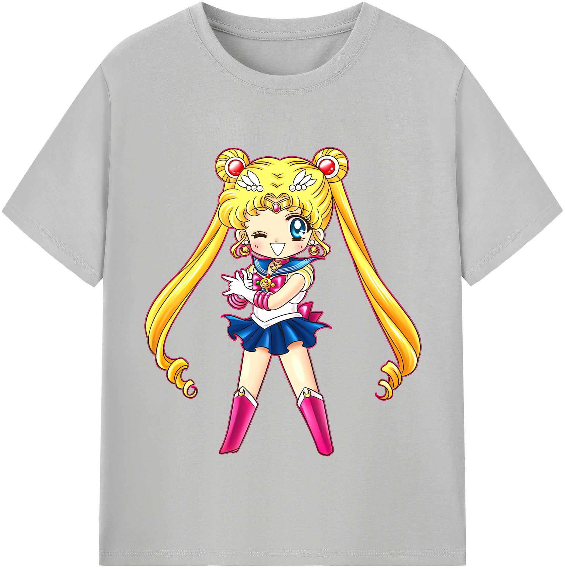 （画像用） 美少女戦士セーラームーン 月野 うさぎ つきの うさぎ Sailor Moon Tsukino Usagi レディースカジュアルプリントTシャツ（綿100％）