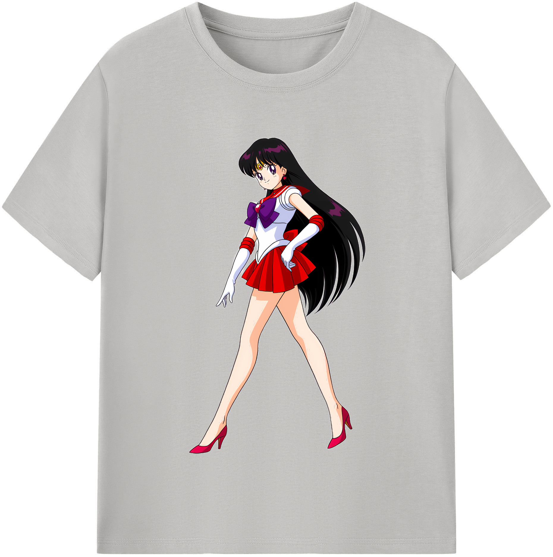 （画像用） 美少女戦士セーラームーン 火野レイ ひの レイ Sailor Moon Hino Rei （セーラーマーズ,Sailor Mars） レディースカジュアルプリントTシャツ（綿100％）
