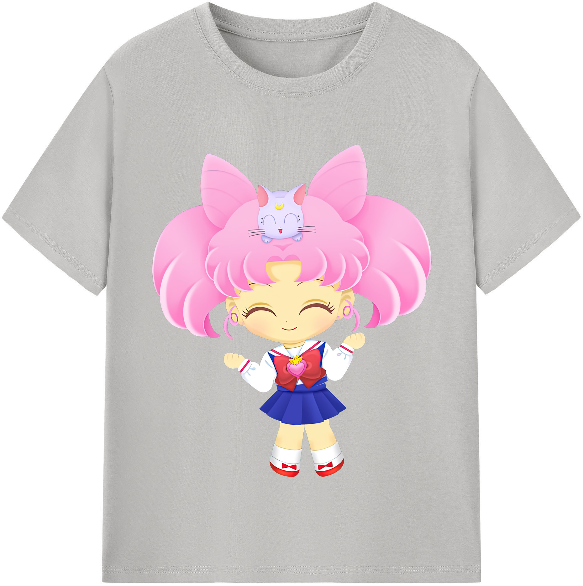 （画像用） 美少女戦士セーラームーン ちびうさ Sailor Moon Chibiusa Tsukino Usagi Small Lady Serenity レディースカジュアルプリントTシャツ（綿100％）
