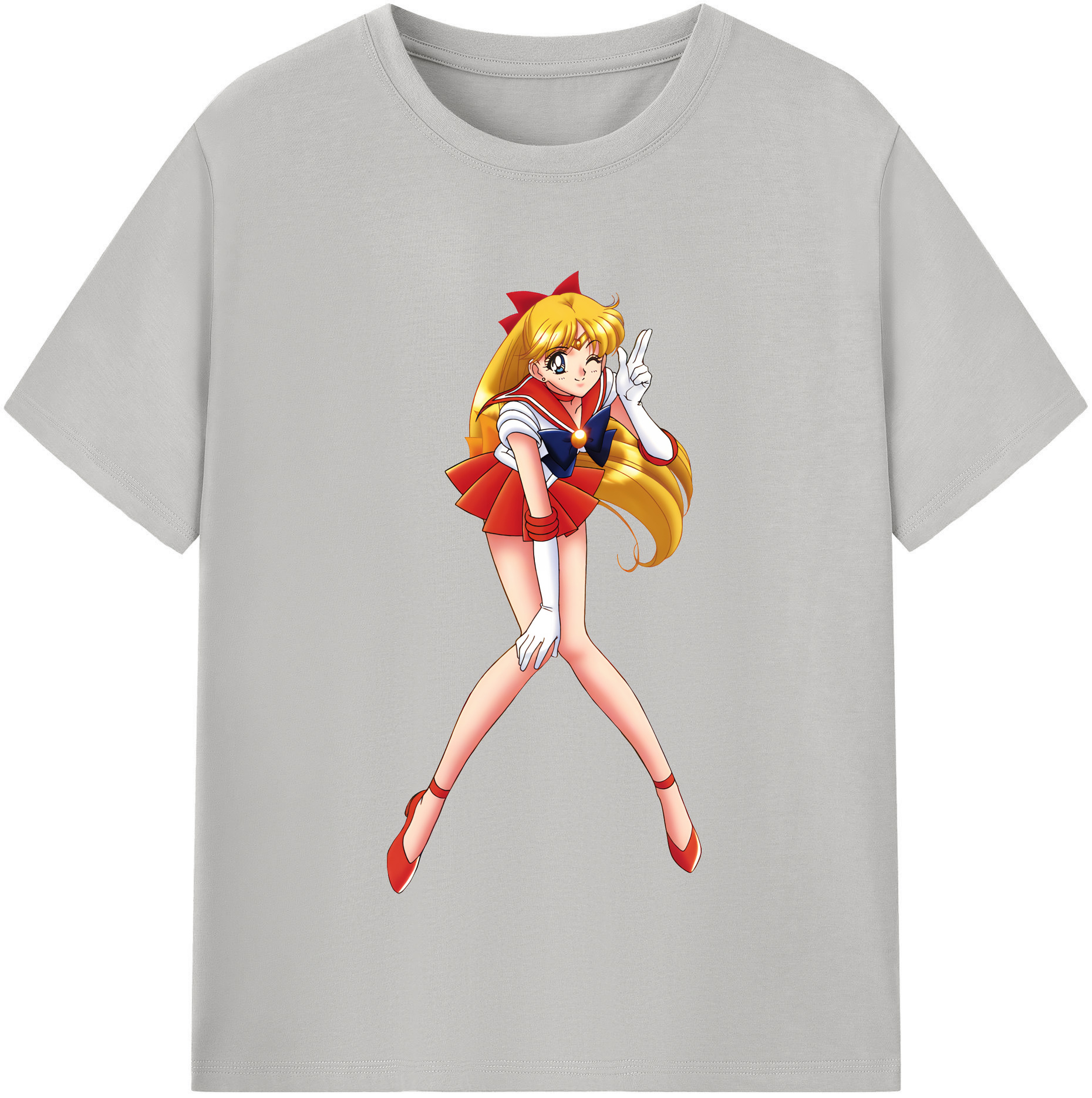 （画像用） 美少女戦士セーラームーン 愛野 美奈子 あいの みなこ Sailor Moon Aino Minako レディースカジュアルプリントTシャツ（綿100％）