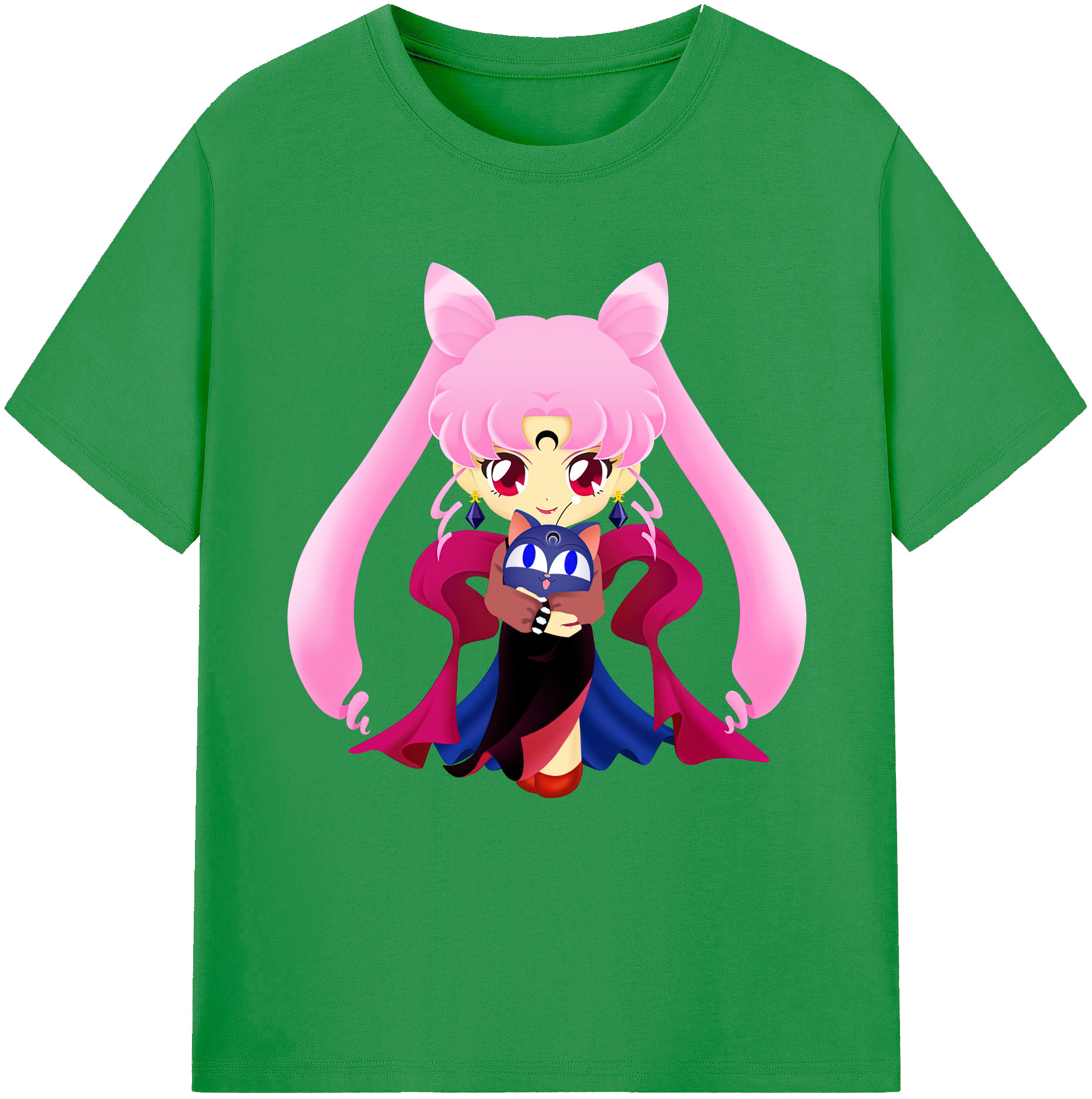 （画像用） 美少女戦士セーラームーン ちびうさ Sailor Moon Chibiusa Tsukino Usagi Small Lady Serenity レディースカジュアルプリントTシャツ（綿100％）