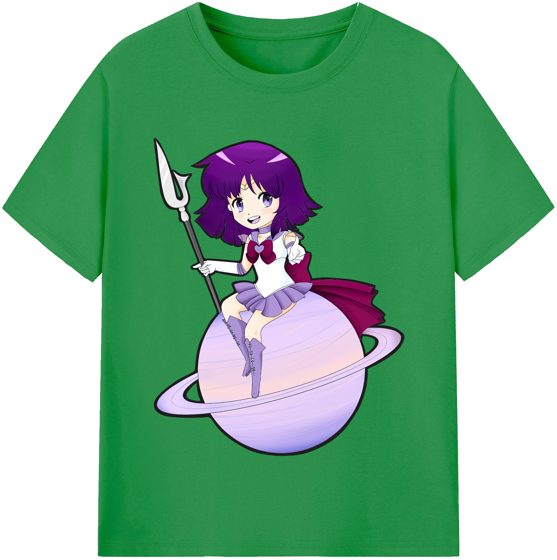 （画像用） 美少女戦士セーラームーン 土萠ほたる Sailor Moon Tomoe Hotaru （セーラーサターン；Sailor Saturn） レディースカジュアルプリントTシャツ（綿100％）