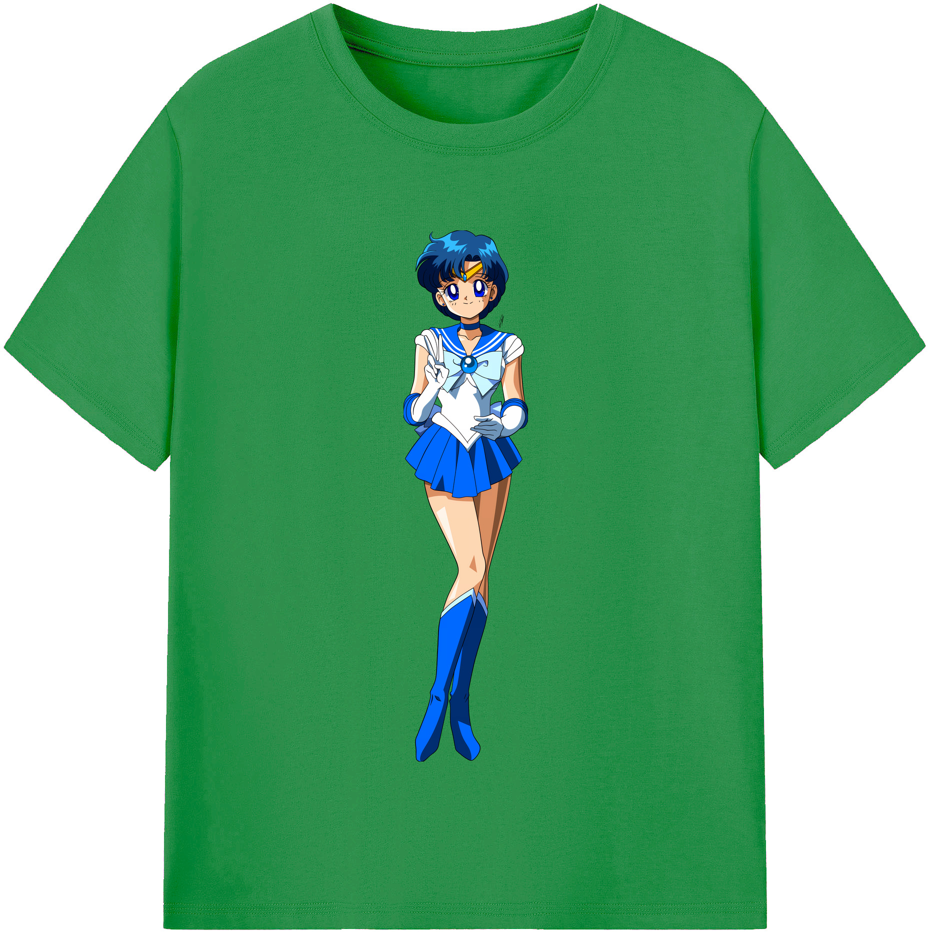 （画像用） 美少女戦士セーラームーン 水野 亜美 みずの あみ Sailor Moon Mizuno Ami レディースカジュアルプリントTシャツ（綿100％）