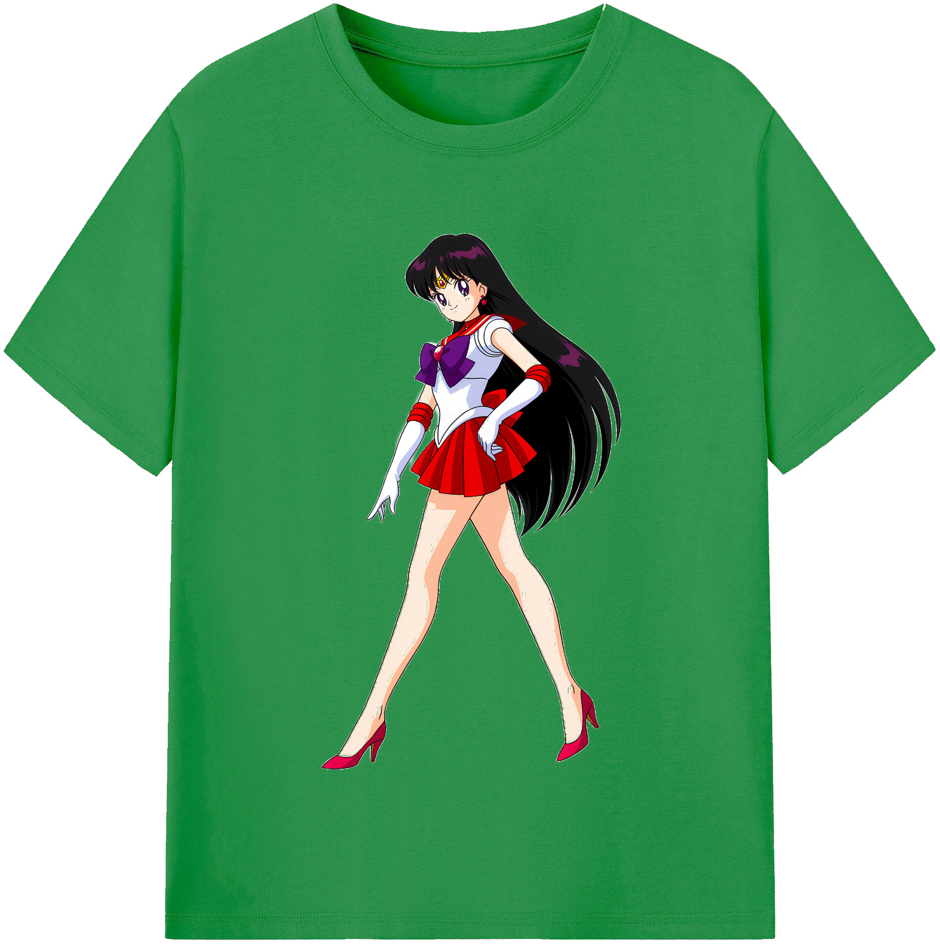 （画像用） 美少女戦士セーラームーン 火野レイ ひの レイ Sailor Moon Hino Rei （セーラーマーズ,Sailor Mars） レディースカジュアルプリントTシャツ（綿100％）