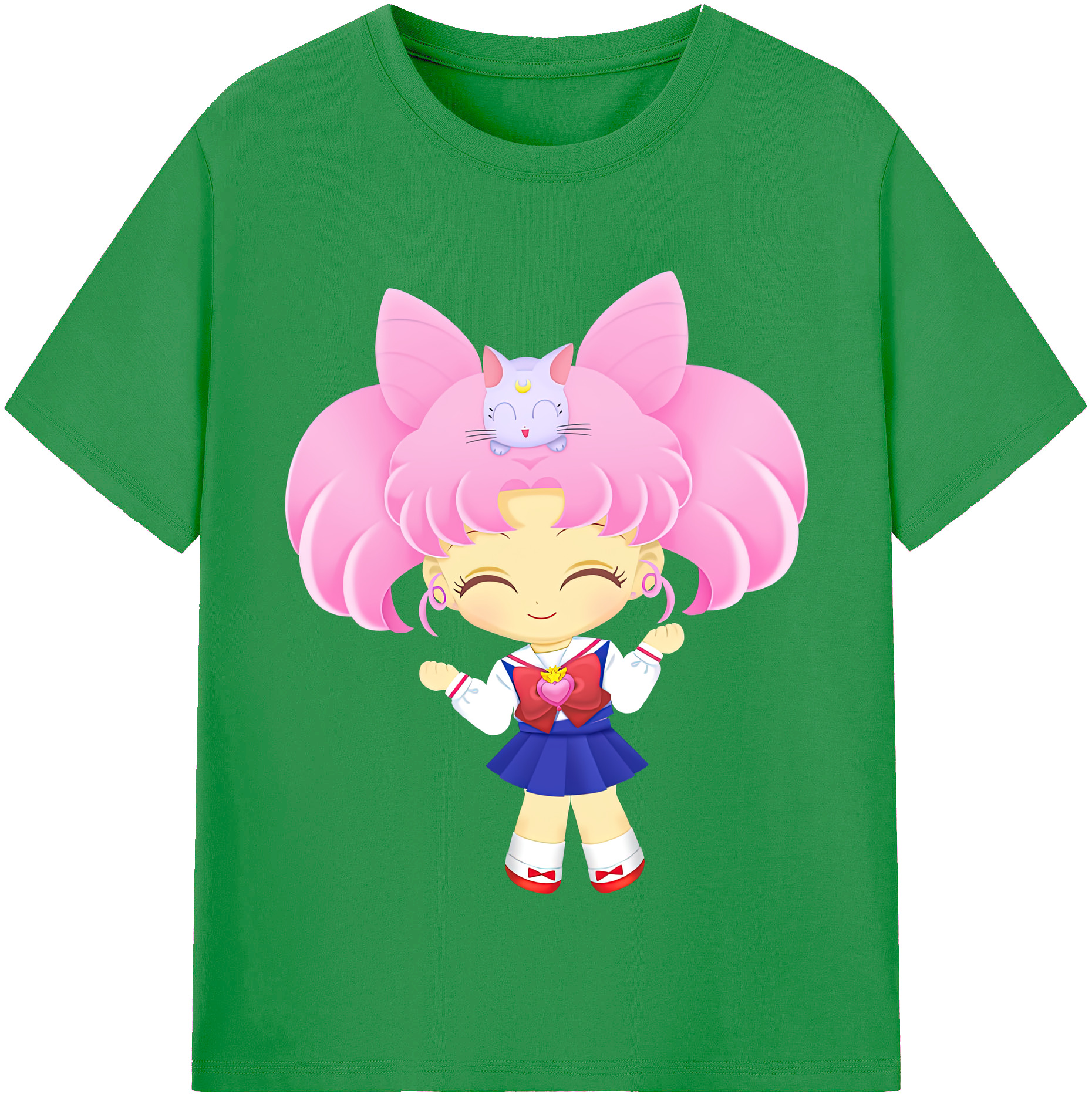 （画像用） 美少女戦士セーラームーン ちびうさ Sailor Moon Chibiusa Tsukino Usagi Small Lady Serenity レディースカジュアルプリントTシャツ（綿100％）