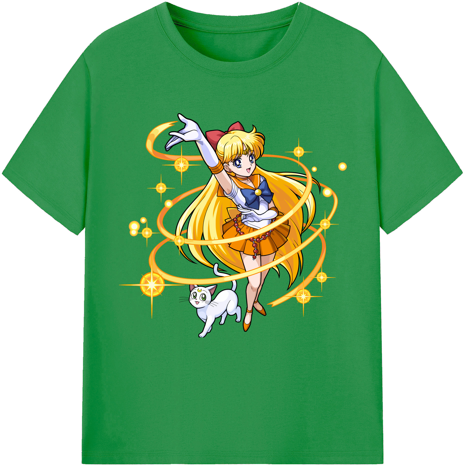 （画像用） 美少女戦士セーラームーン 愛野 美奈子 あいの みなこ Sailor Moon Aino Minako レディースカジュアルプリントTシャツ（綿100％）