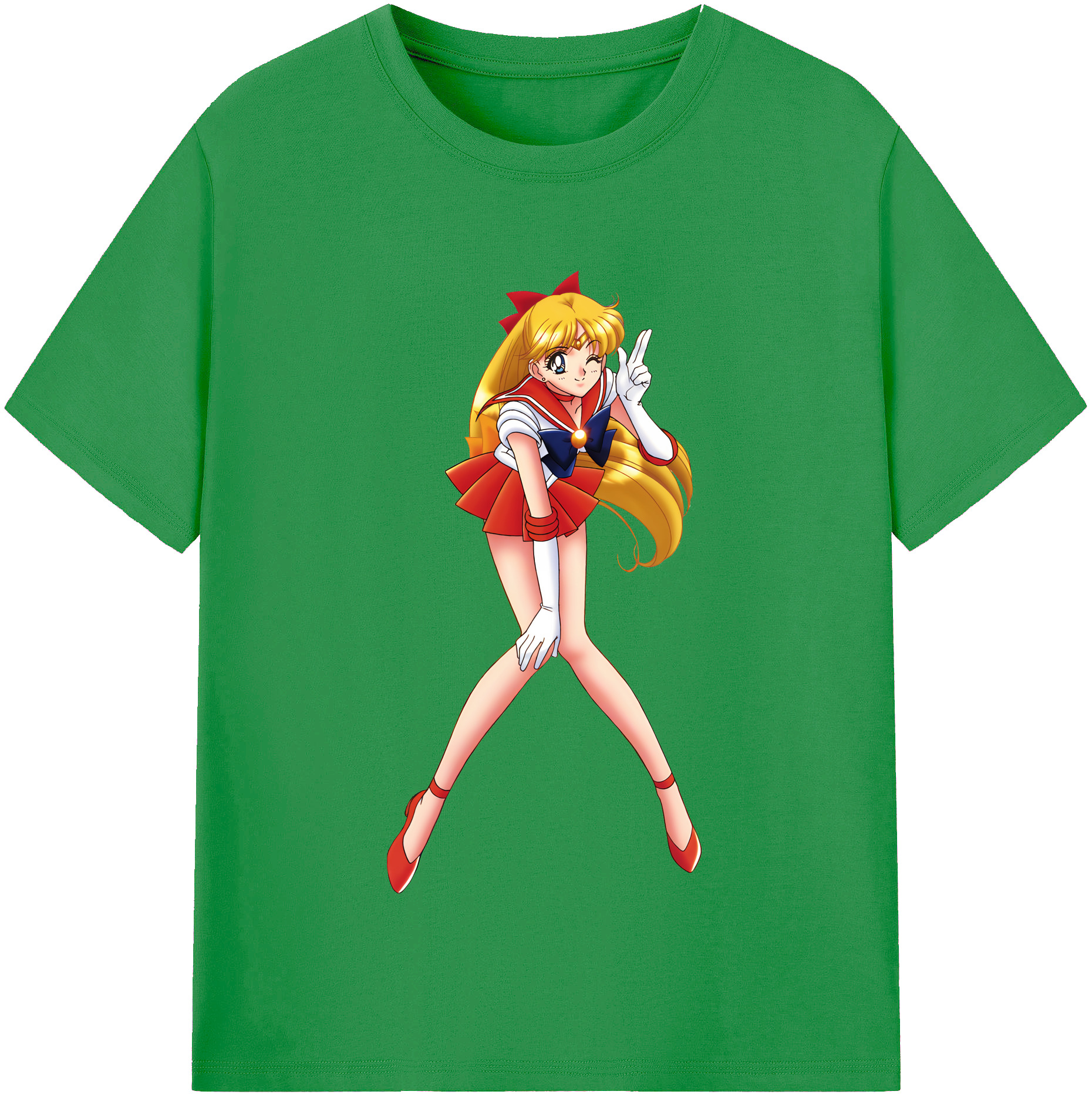 （画像用） 美少女戦士セーラームーン 愛野 美奈子 あいの みなこ Sailor Moon Aino Minako レディースカジュアルプリントTシャツ（綿100％）