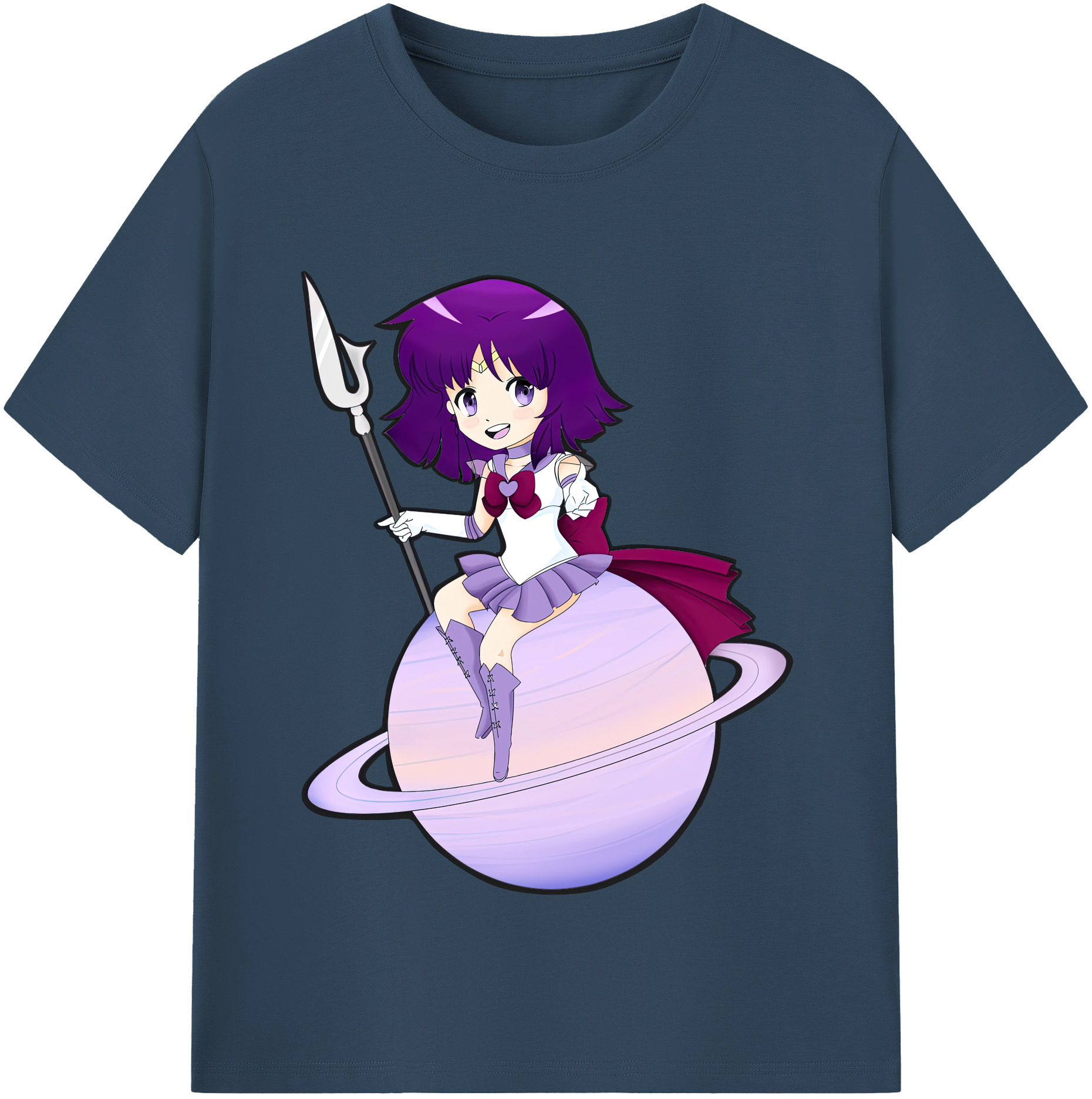 （画像用） 美少女戦士セーラームーン 土萠ほたる Sailor Moon Tomoe Hotaru （セーラーサターン；Sailor Saturn） レディースカジュアルプリントTシャツ（綿100％）