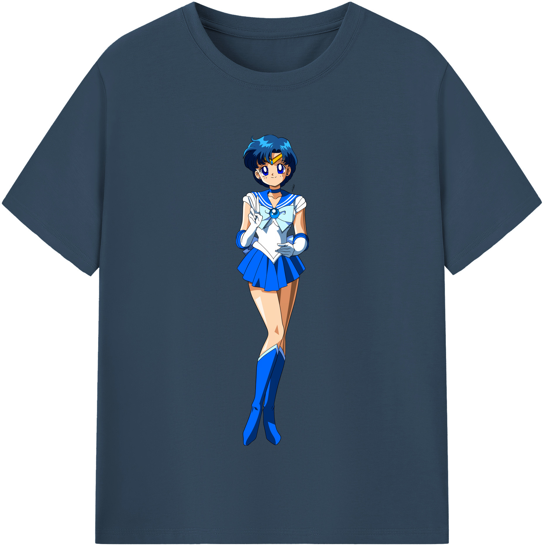 （画像用） 美少女戦士セーラームーン 水野 亜美 みずの あみ Sailor Moon Mizuno Ami レディースカジュアルプリントTシャツ（綿100％）