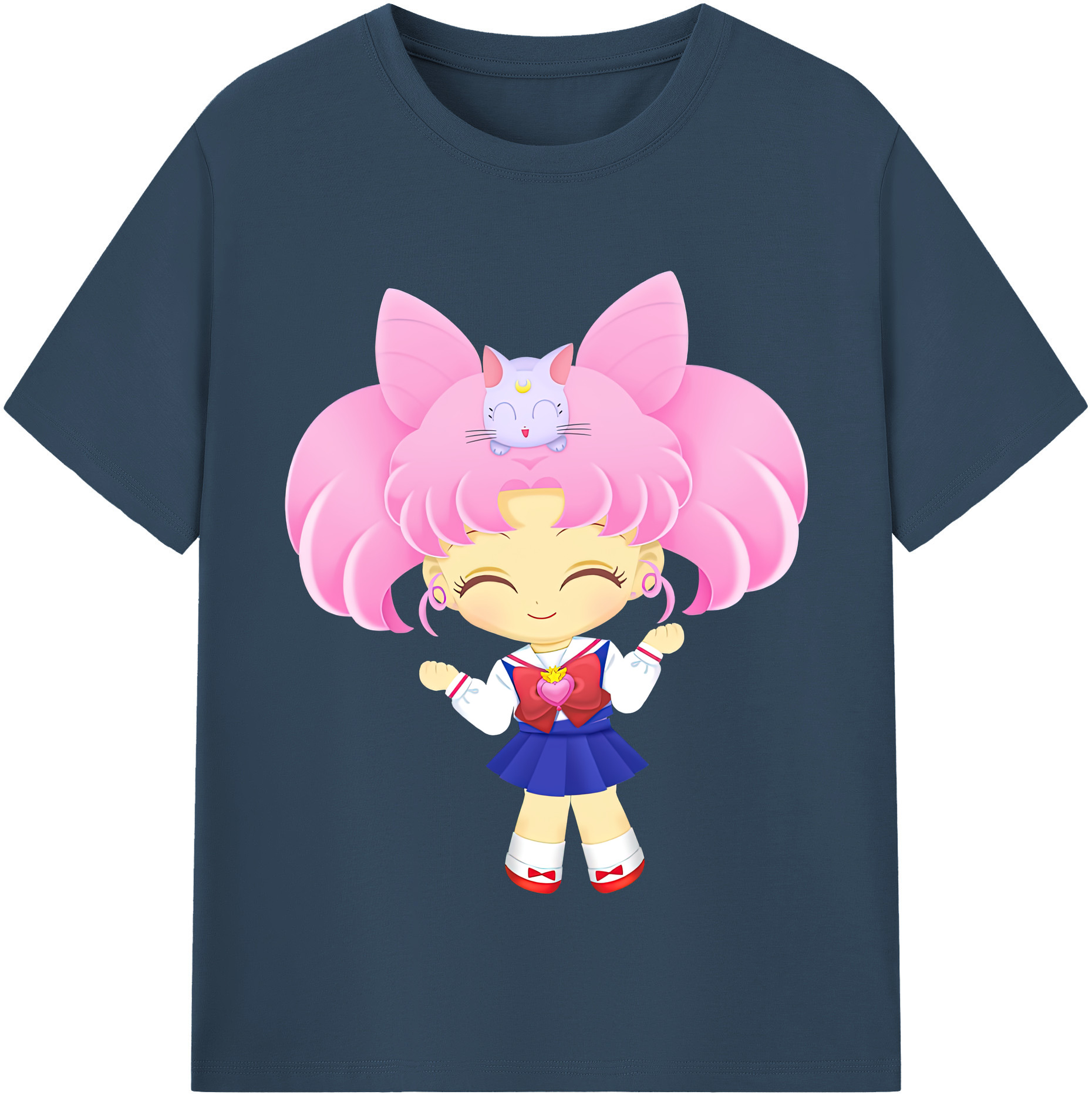（画像用） 美少女戦士セーラームーン ちびうさ Sailor Moon Chibiusa Tsukino Usagi Small Lady Serenity レディースカジュアルプリントTシャツ（綿100％）