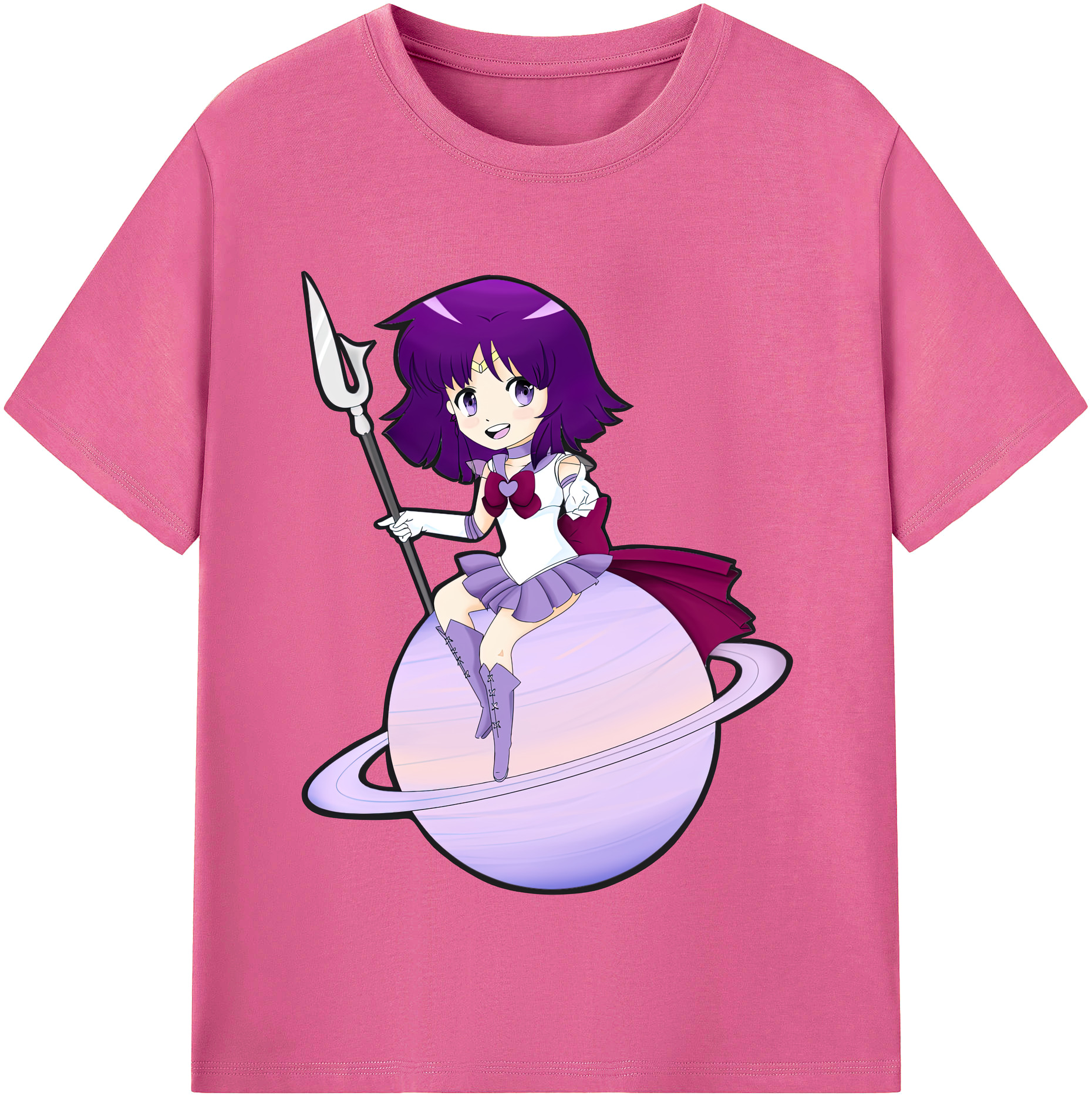 （画像用） 美少女戦士セーラームーン 土萠ほたる Sailor Moon Tomoe Hotaru （セーラーサターン；Sailor Saturn） レディースカジュアルプリントTシャツ（綿100％）