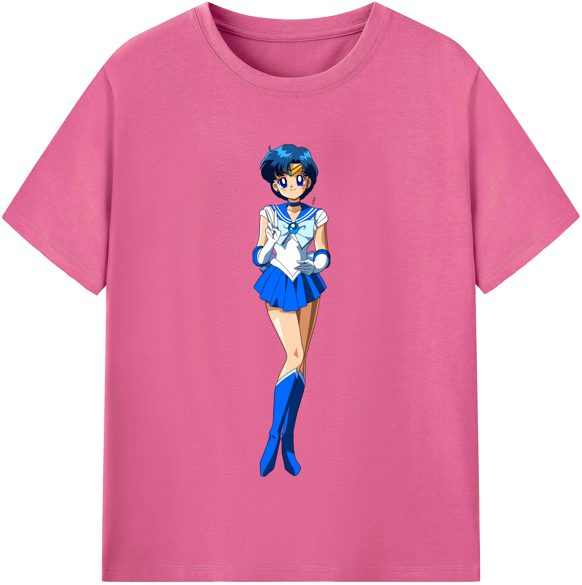 （画像用） 美少女戦士セーラームーン 水野 亜美 みずの あみ Sailor Moon Mizuno Ami レディースカジュアルプリントTシャツ（綿100％）