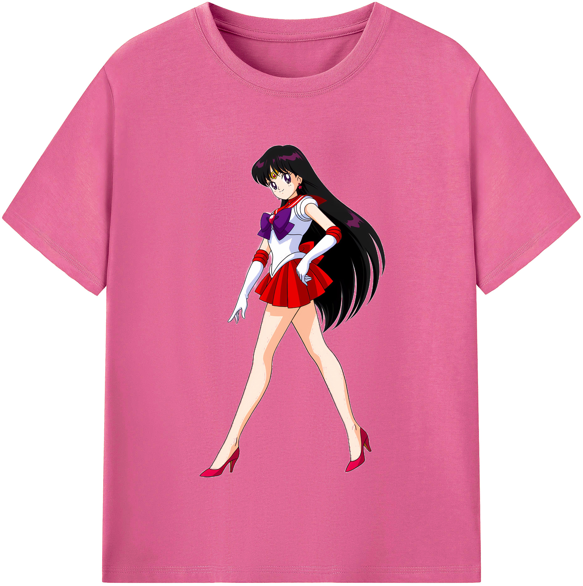 （画像用） 美少女戦士セーラームーン 火野レイ ひの レイ Sailor Moon Hino Rei （セーラーマーズ,Sailor Mars） レディースカジュアルプリントTシャツ（綿100％）