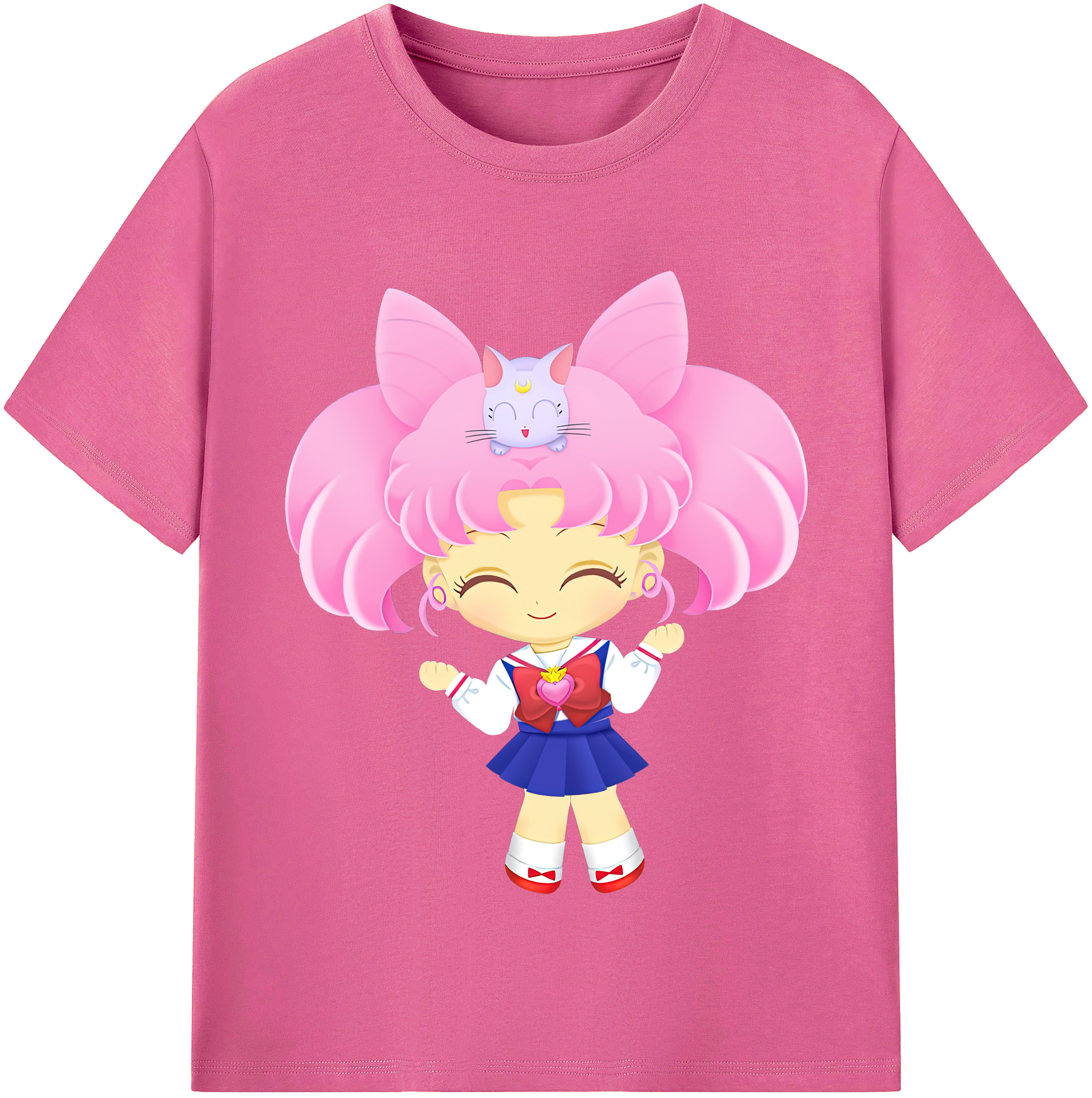 （画像用） 美少女戦士セーラームーン ちびうさ Sailor Moon Chibiusa Tsukino Usagi Small Lady Serenity レディースカジュアルプリントTシャツ（綿100％）