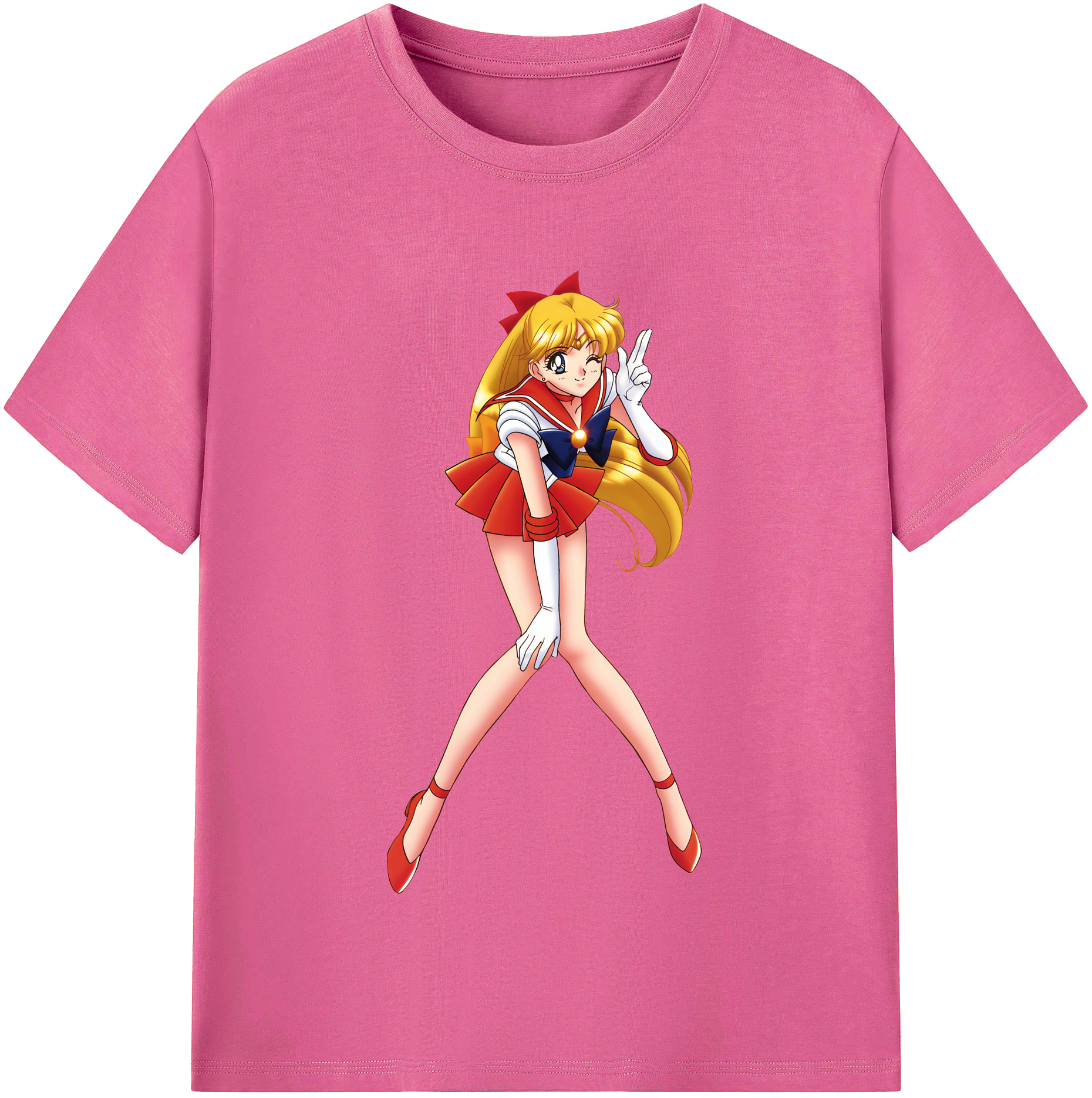 （画像用） 美少女戦士セーラームーン 愛野 美奈子 あいの みなこ Sailor Moon Aino Minako レディースカジュアルプリントTシャツ（綿100％）