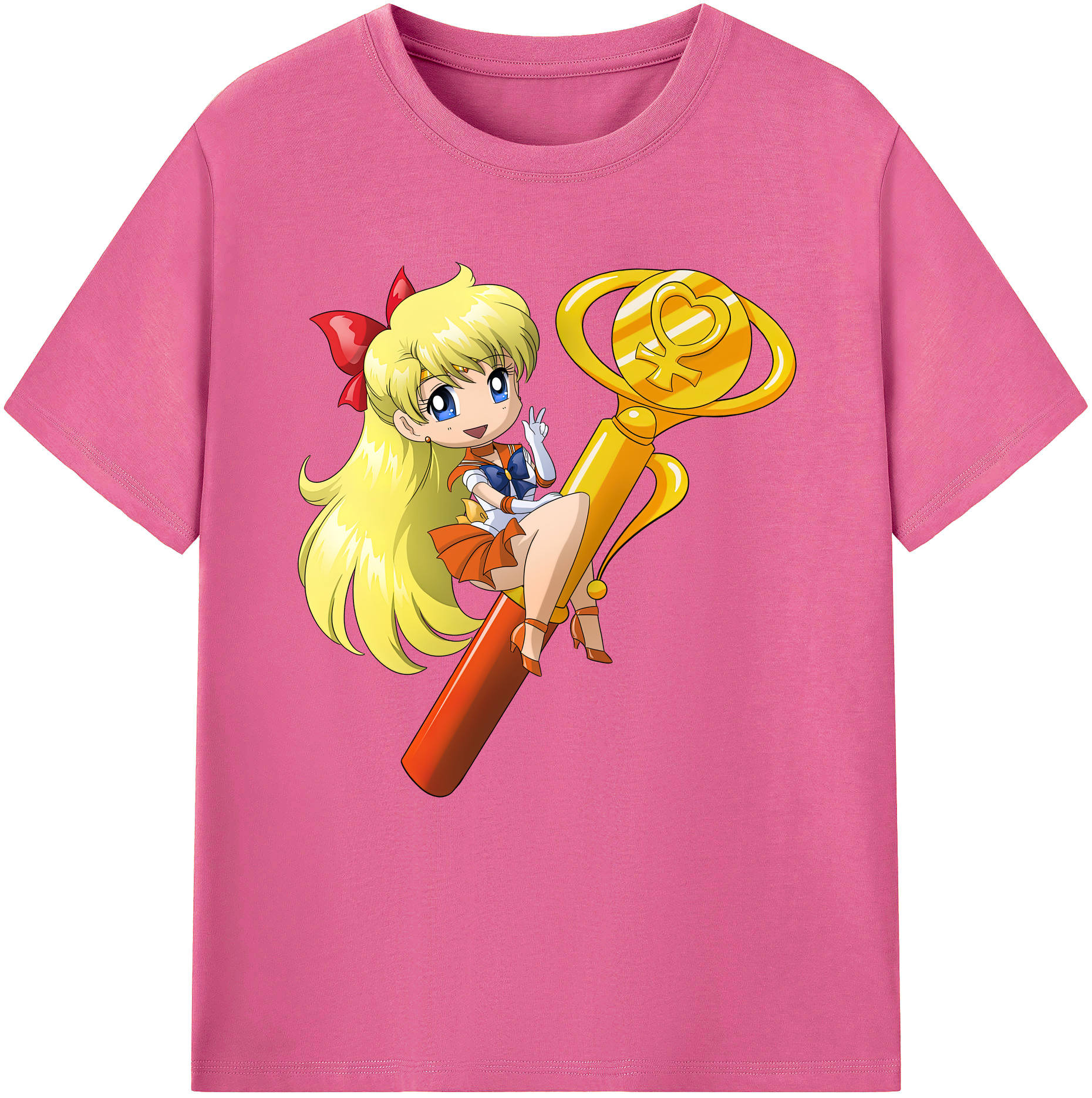 （画像用） 美少女戦士セーラームーン 愛野 美奈子 あいの みなこ Sailor Moon Aino Minako レディースカジュアルプリントTシャツ（綿100％）