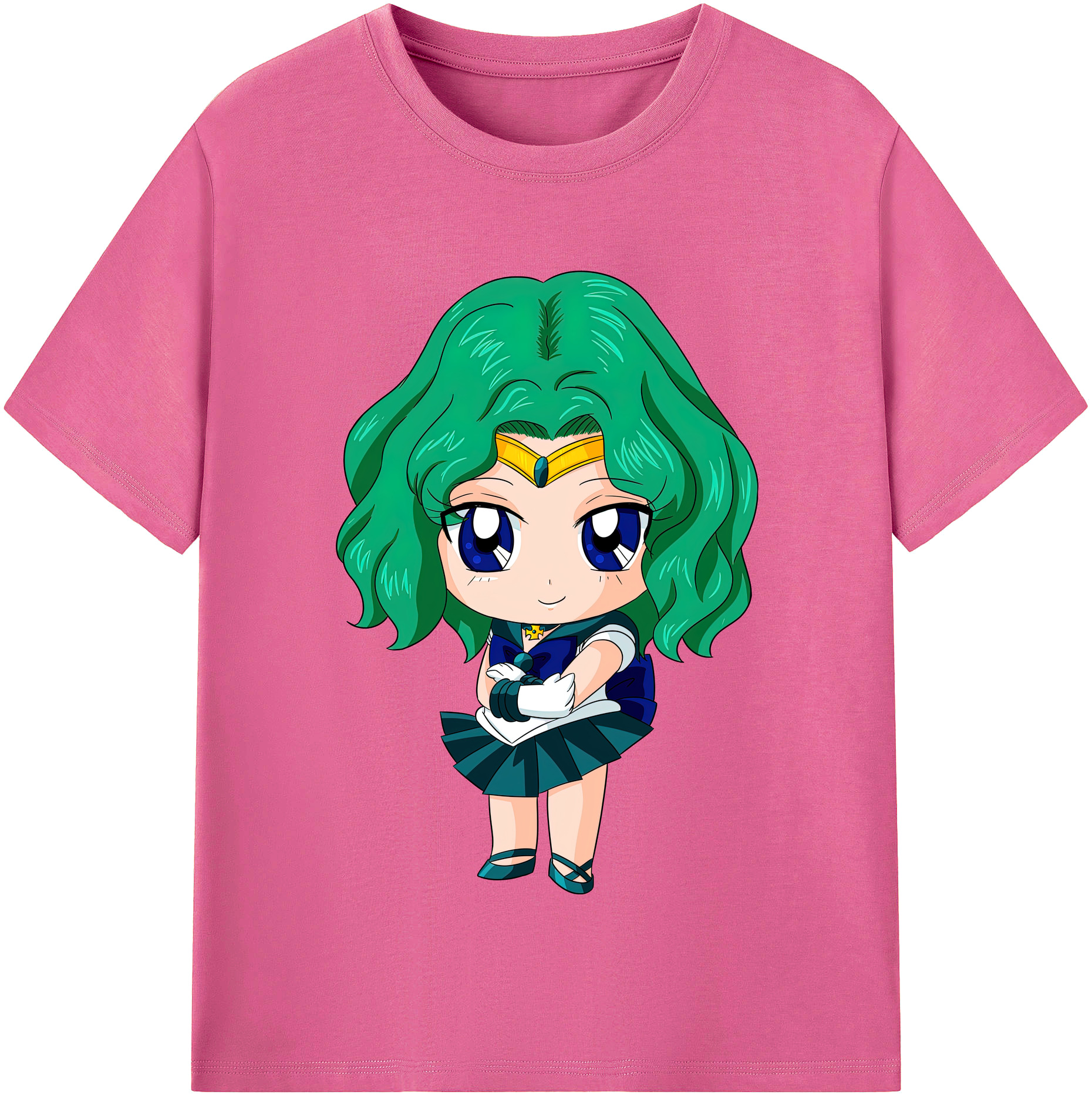 （画像用） 美少女戦士セーラームーン 海王 みちる（かいおう みちる） Sailor Moon Kaiou Michiru レディースカジュアルプリントTシャツ（綿100％）