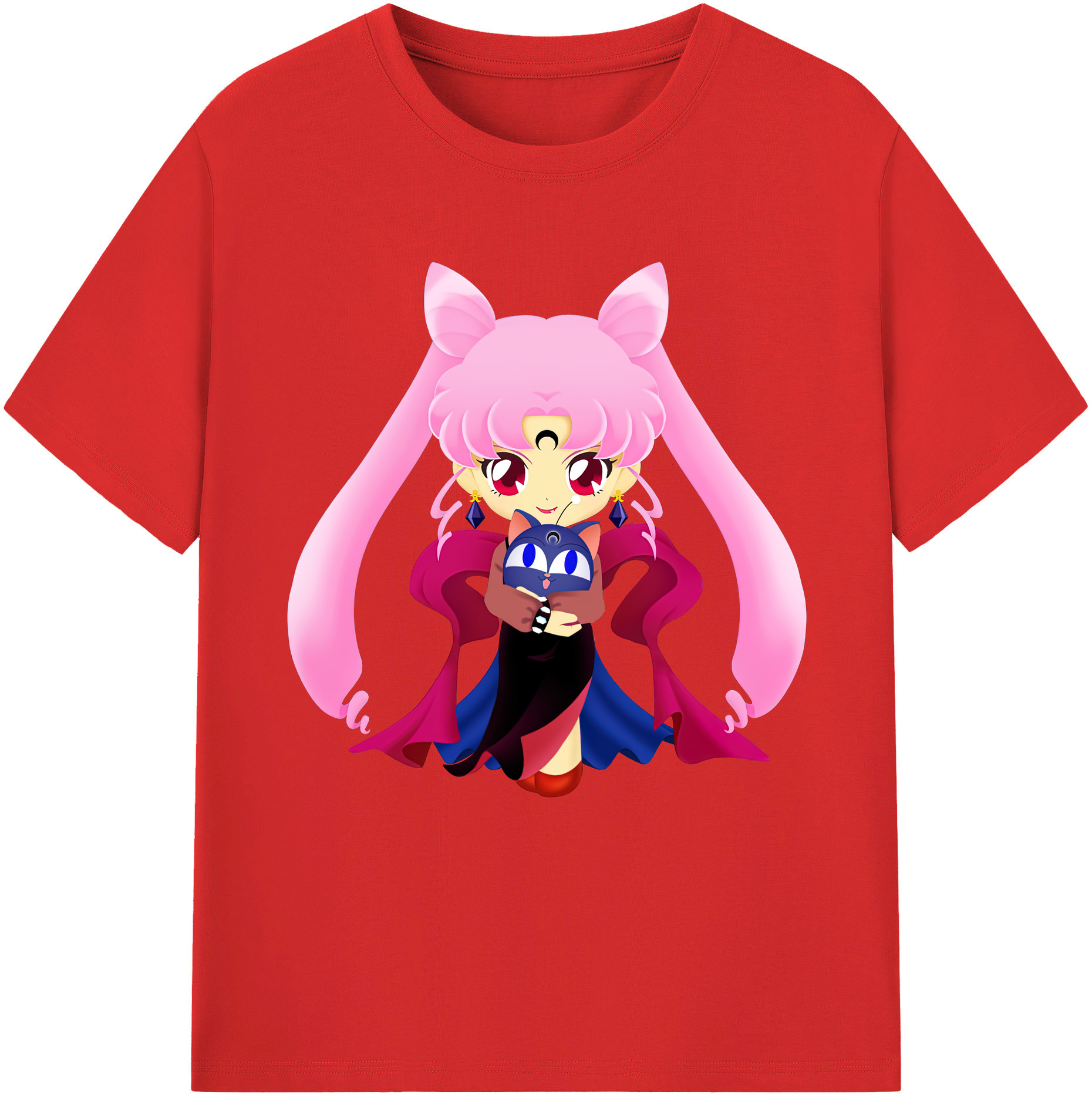 （画像用） 美少女戦士セーラームーン ちびうさ Sailor Moon Chibiusa Tsukino Usagi Small Lady Serenity レディースカジュアルプリントTシャツ（綿100％）