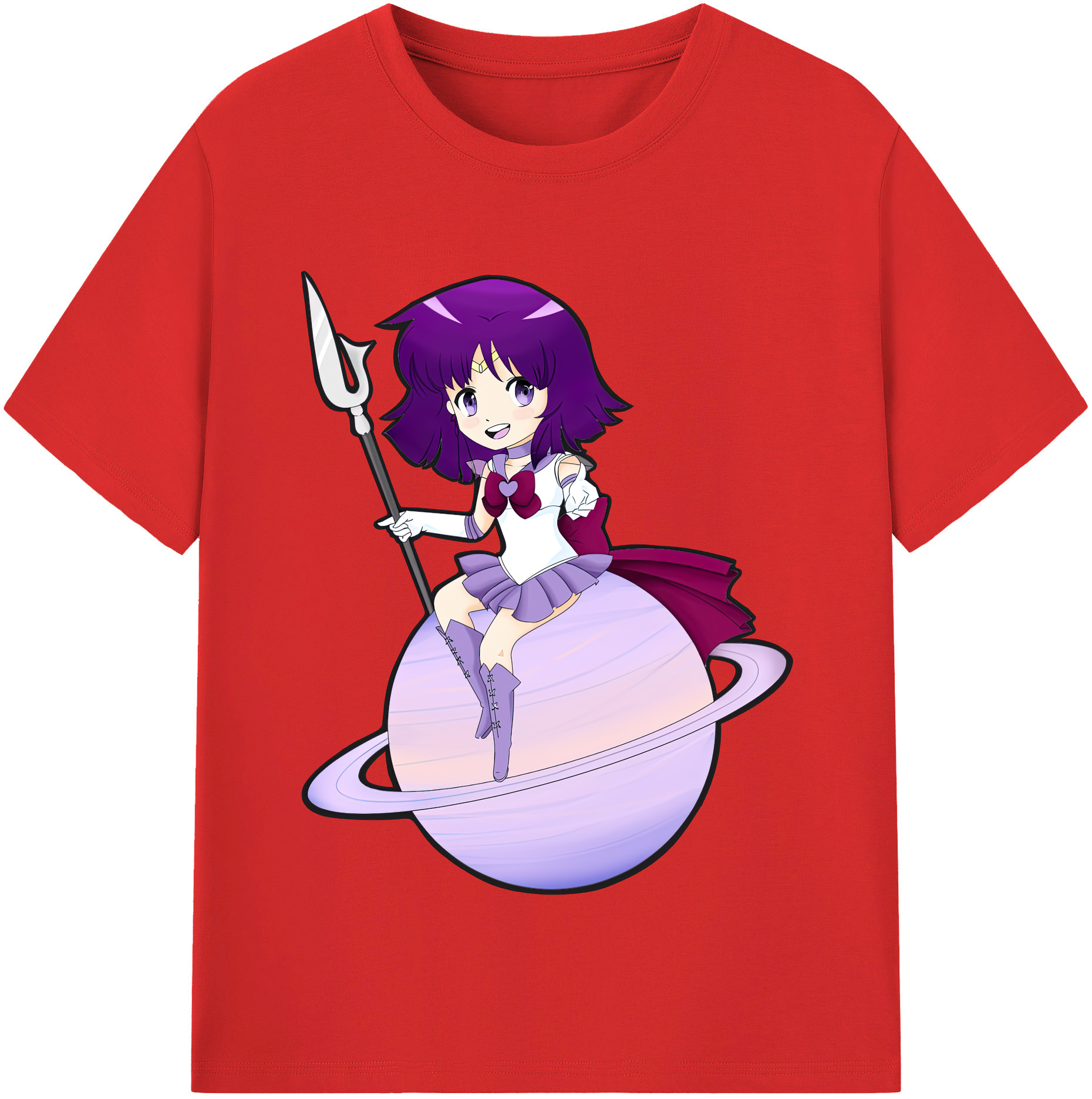 （画像用） 美少女戦士セーラームーン 土萠ほたる Sailor Moon Tomoe Hotaru （セーラーサターン；Sailor Saturn） レディースカジュアルプリントTシャツ（綿100％）
