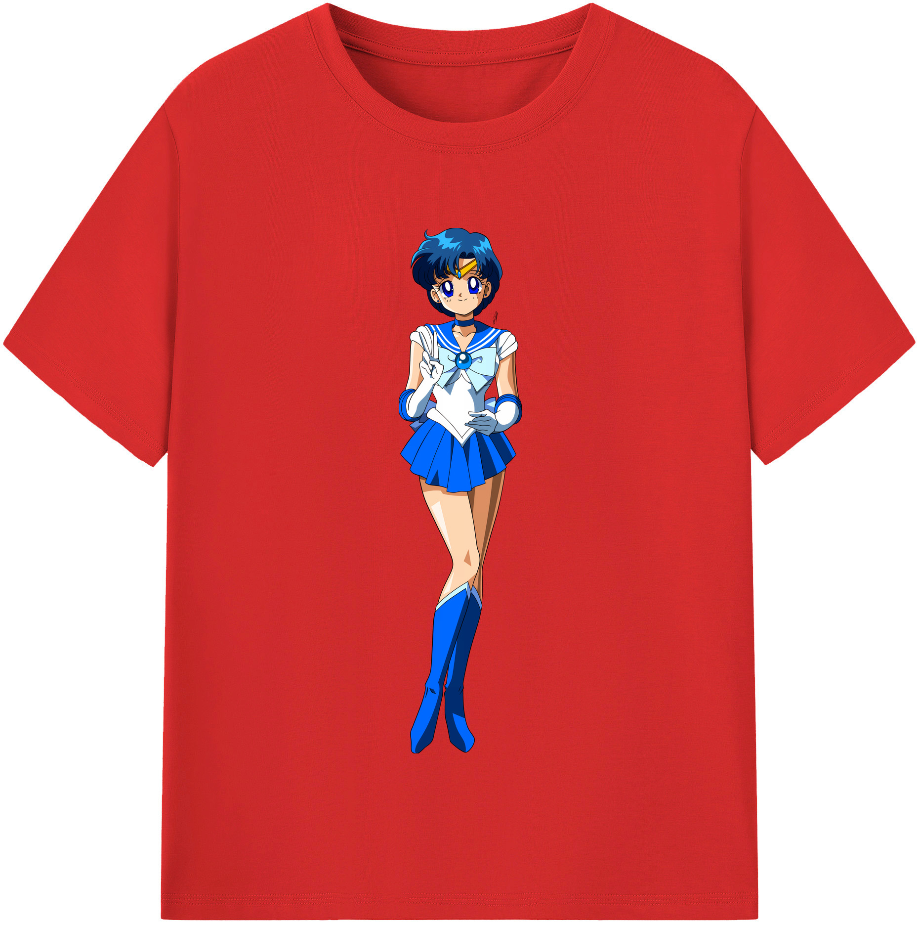 （画像用） 美少女戦士セーラームーン 水野 亜美 みずの あみ Sailor Moon Mizuno Ami レディースカジュアルプリントTシャツ（綿100％）