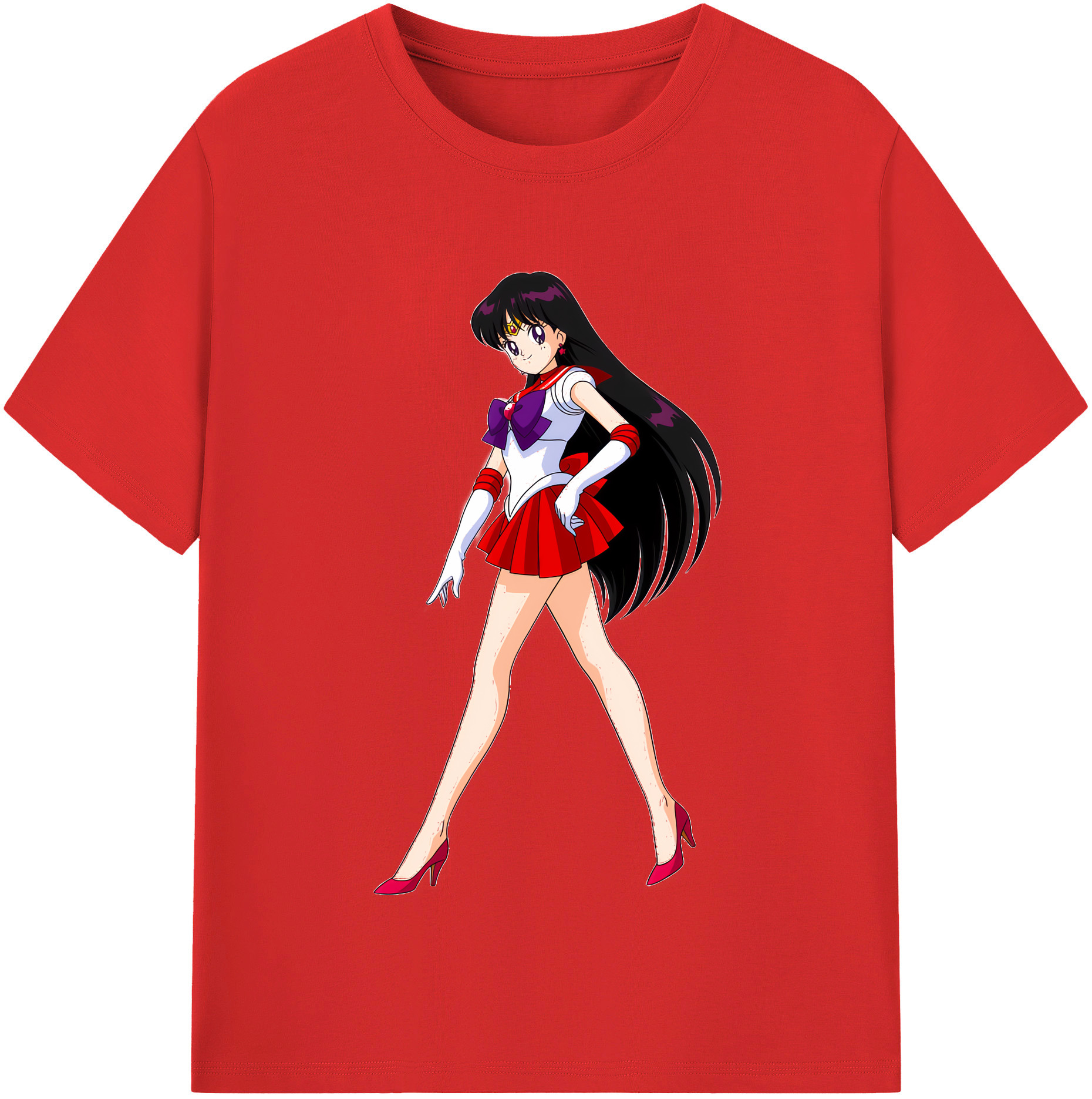 （画像用） 美少女戦士セーラームーン 火野レイ ひの レイ Sailor Moon Hino Rei （セーラーマーズ,Sailor Mars） レディースカジュアルプリントTシャツ（綿100％）