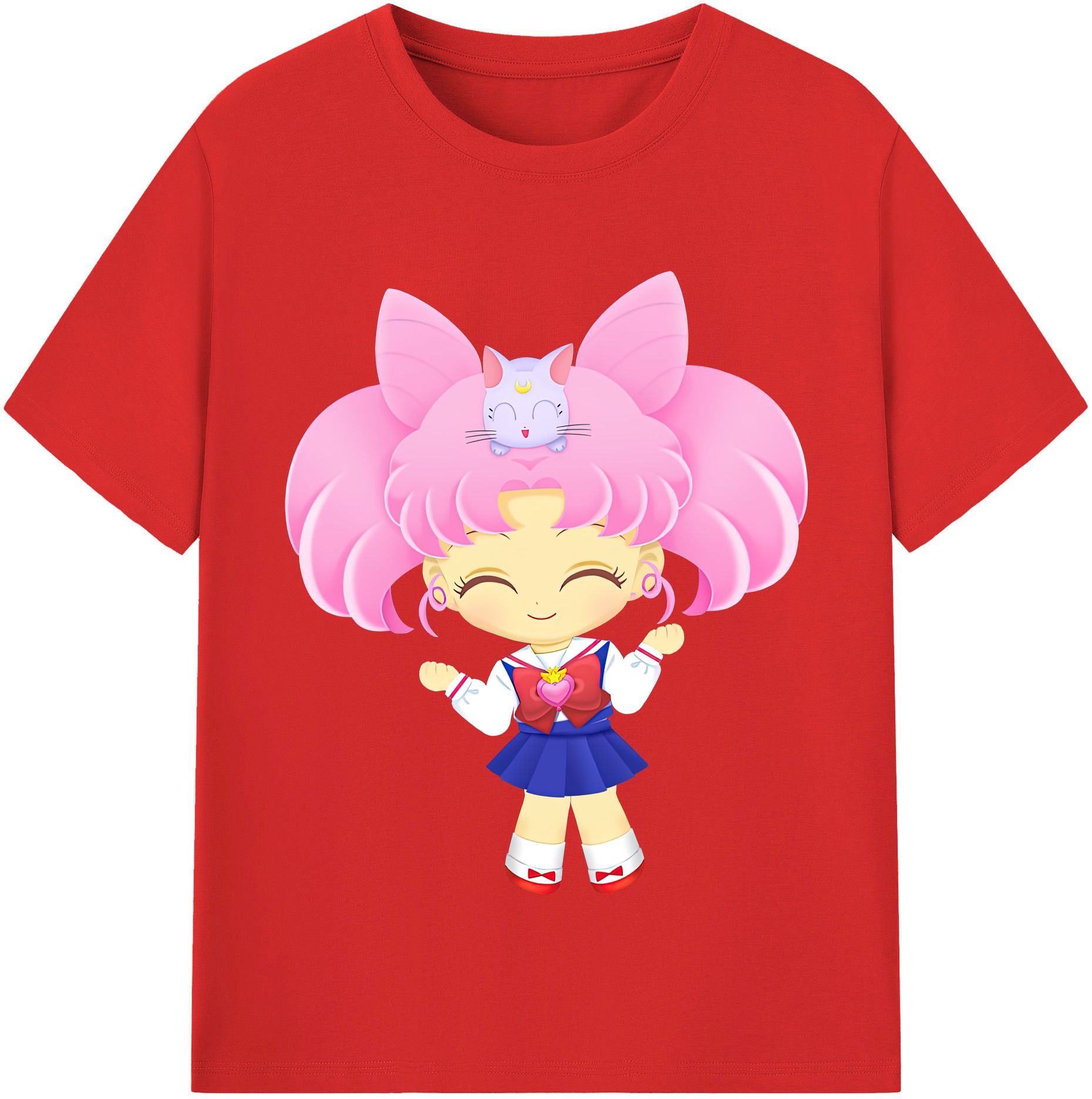 （画像用） 美少女戦士セーラームーン ちびうさ Sailor Moon Chibiusa Tsukino Usagi Small Lady Serenity レディースカジュアルプリントTシャツ（綿100％）