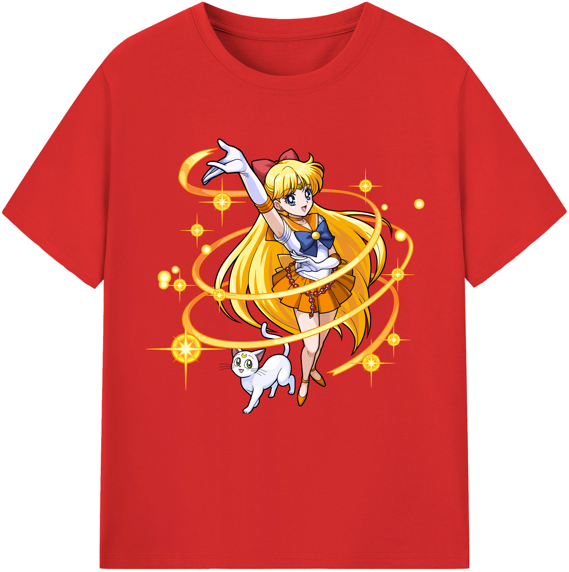 （画像用） 美少女戦士セーラームーン 愛野 美奈子 あいの みなこ Sailor Moon Aino Minako レディースカジュアルプリントTシャツ（綿100％）