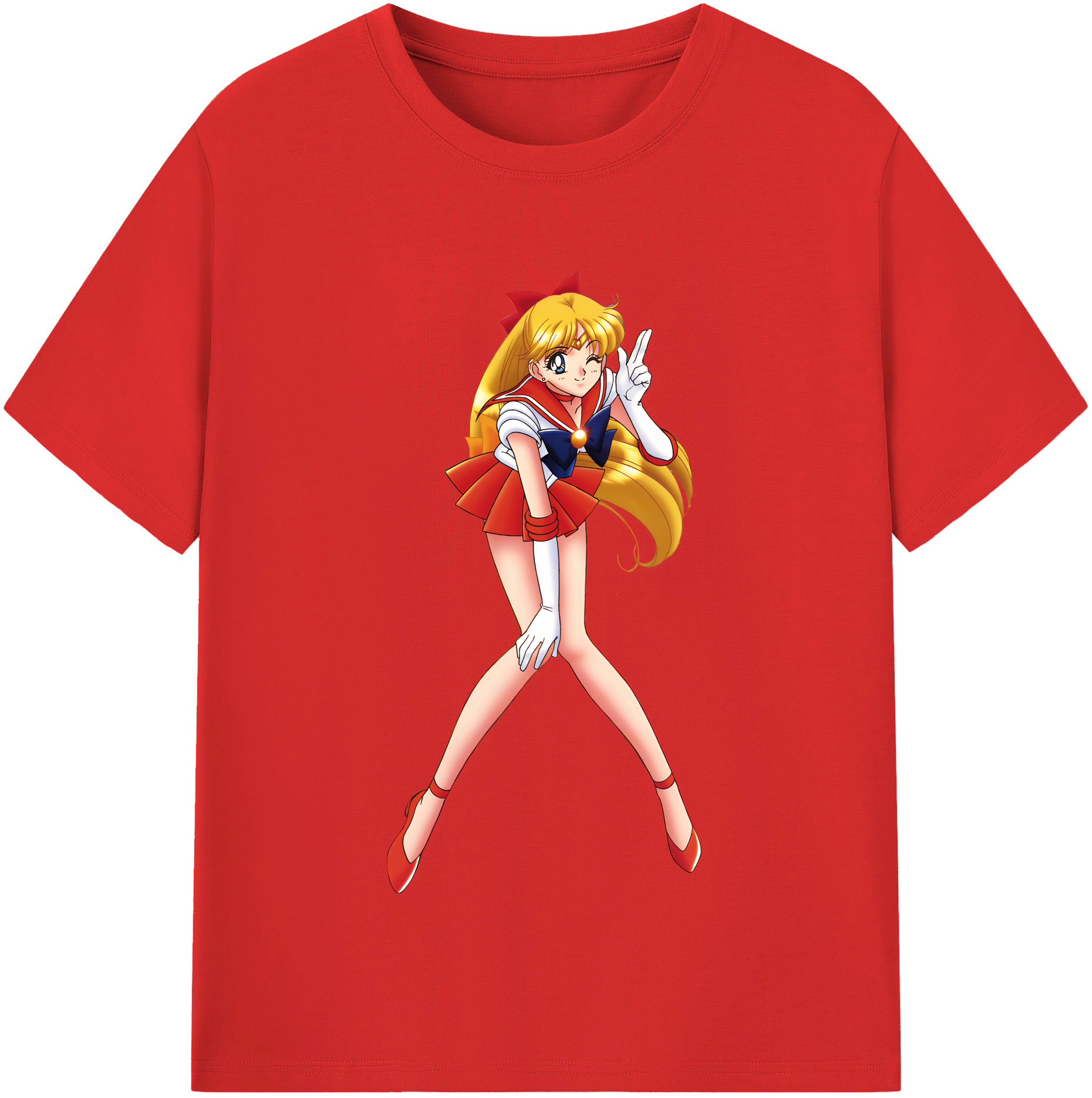 （画像用） 美少女戦士セーラームーン 愛野 美奈子 あいの みなこ Sailor Moon Aino Minako レディースカジュアルプリントTシャツ（綿100％）