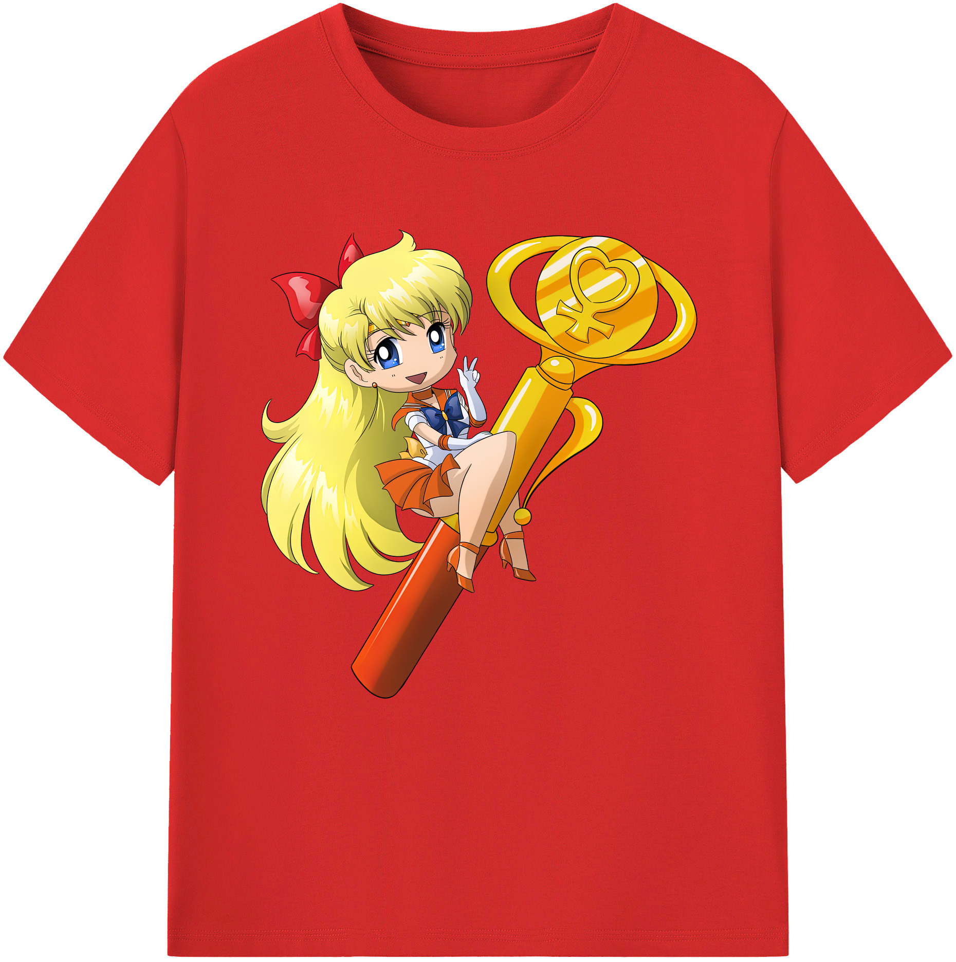 （画像用） 美少女戦士セーラームーン 愛野 美奈子 あいの みなこ Sailor Moon Aino Minako レディースカジュアルプリントTシャツ（綿100％）