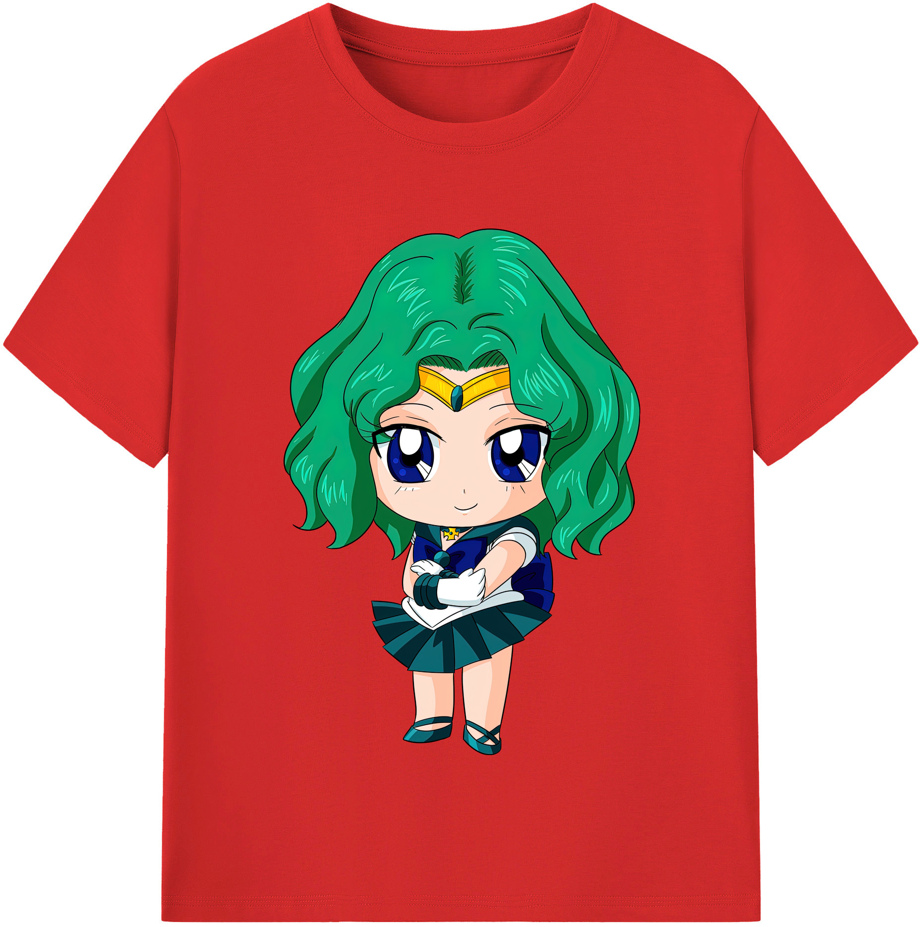 （画像用） 美少女戦士セーラームーン 海王 みちる（かいおう みちる） Sailor Moon Kaiou Michiru レディースカジュアルプリントTシャツ（綿100％）