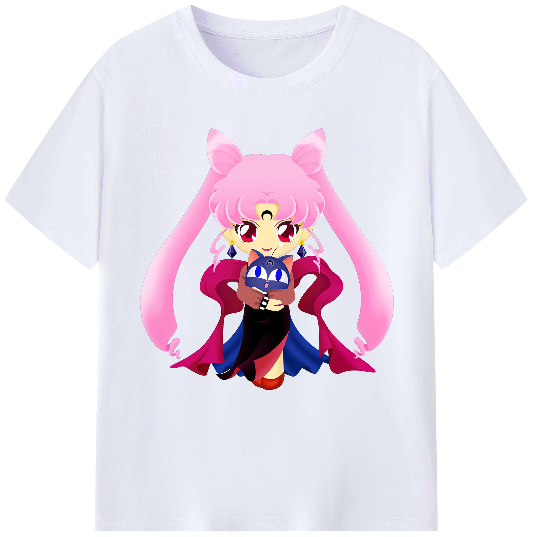 （画像用） 美少女戦士セーラームーン ちびうさ Sailor Moon Chibiusa Tsukino Usagi Small Lady Serenity レディースカジュアルプリントTシャツ（綿100％）