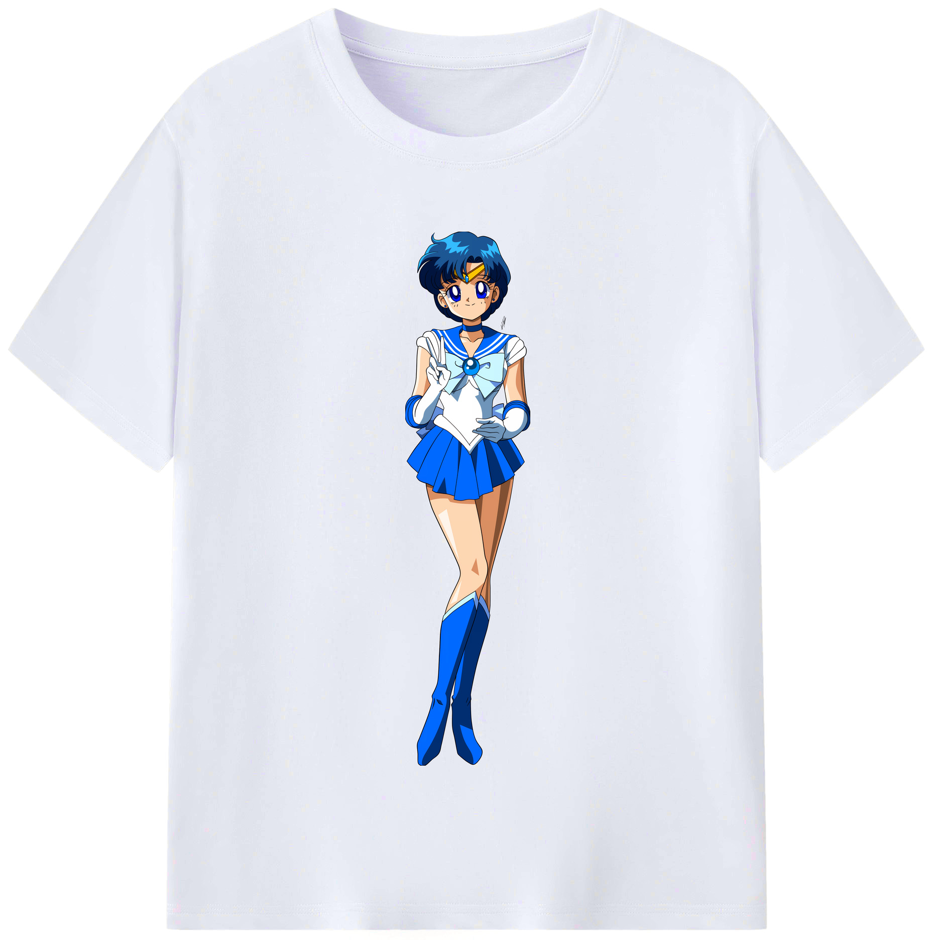 （画像用） 美少女戦士セーラームーン 水野 亜美 みずの あみ Sailor Moon Mizuno Ami レディースカジュアルプリントTシャツ（綿100％）