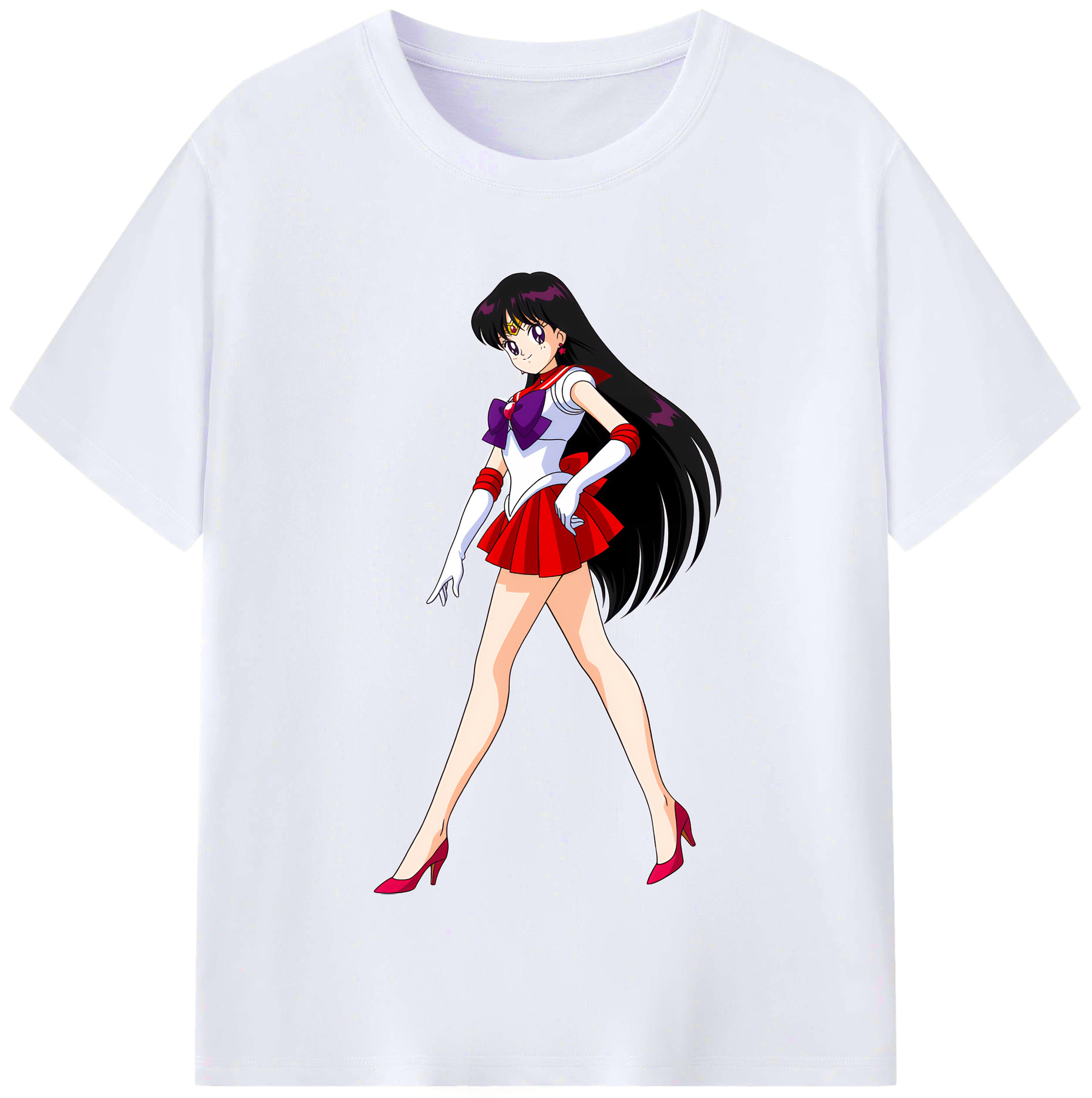 （画像用） 美少女戦士セーラームーン 火野レイ ひの レイ Sailor Moon Hino Rei （セーラーマーズ,Sailor Mars） レディースカジュアルプリントTシャツ（綿100％）