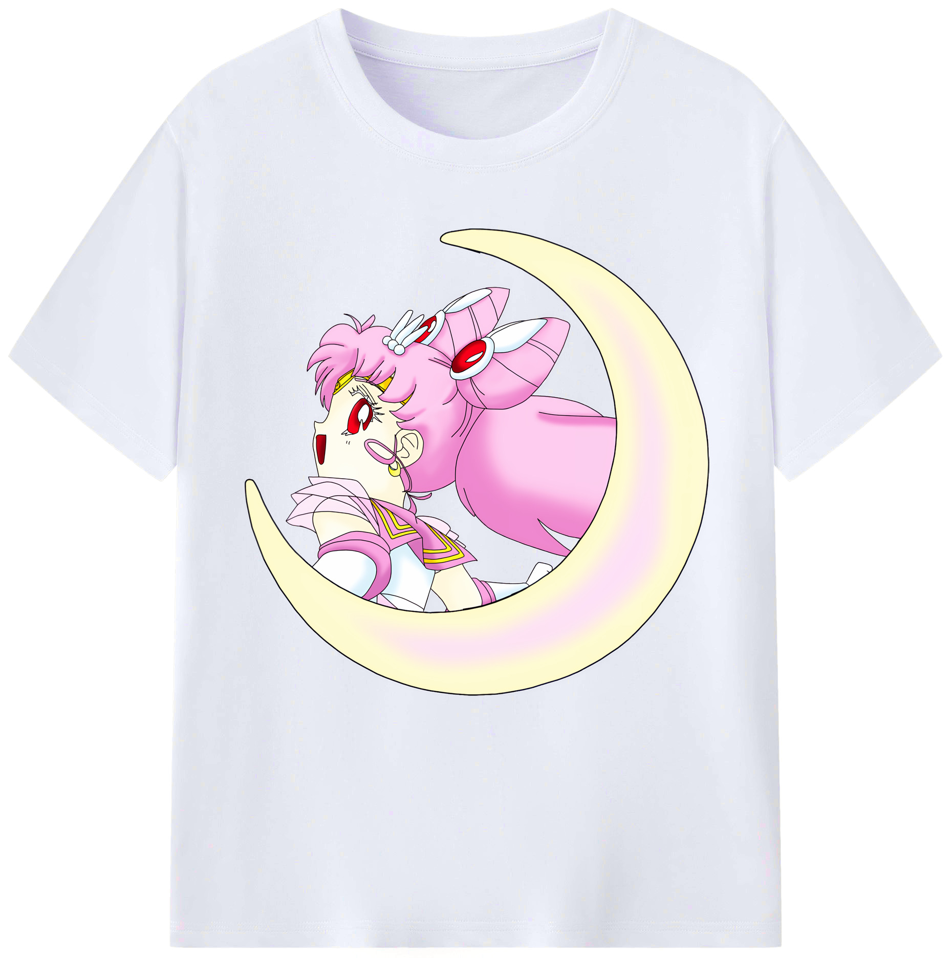 （画像用） 美少女戦士セーラームーン ちびうさ Sailor Moon Chibiusa Tsukino Usagi Small Lady Serenity レディースカジュアルプリントTシャツ（綿100％）